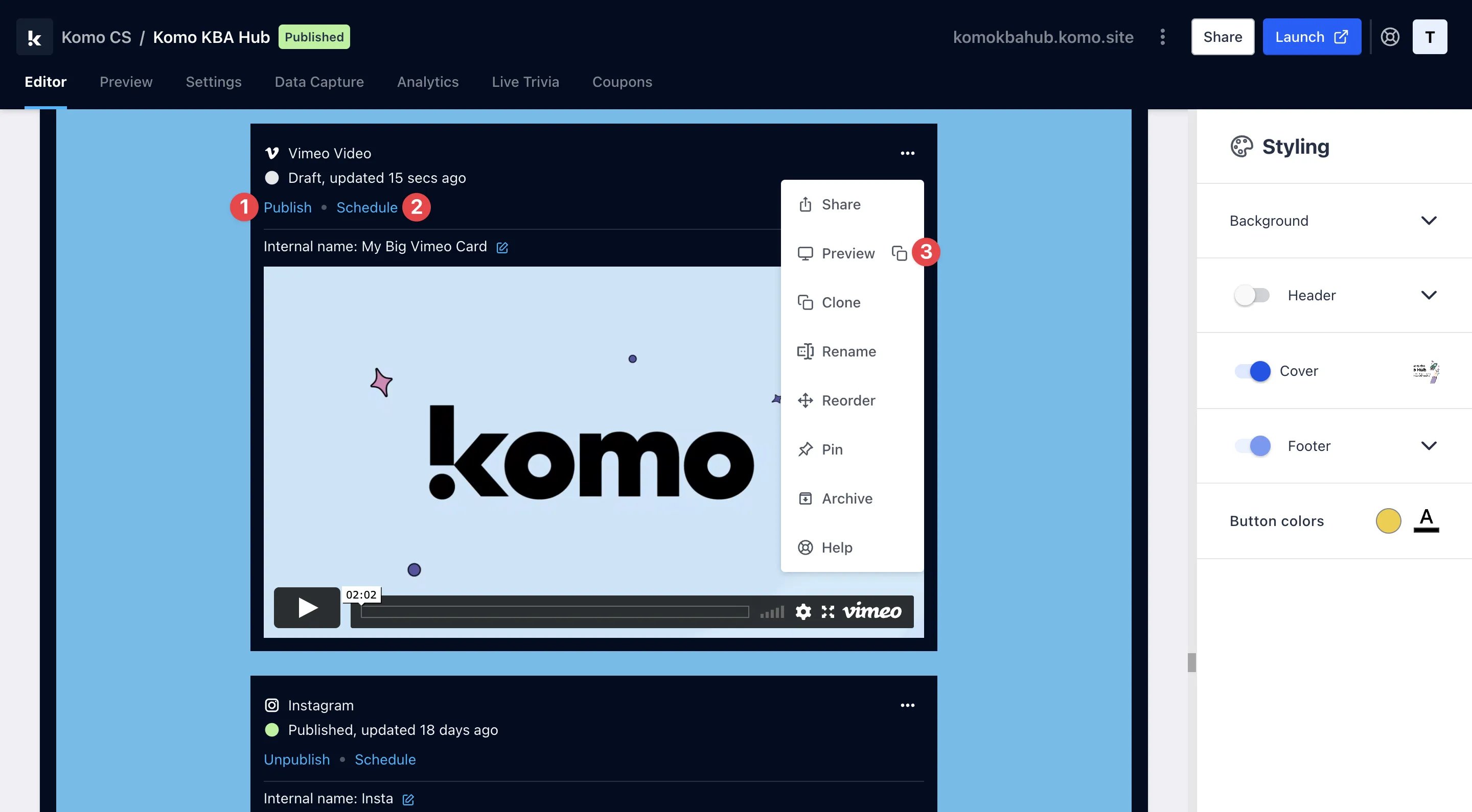 Vimeo Card: step 3 — Step 3: Publish your card