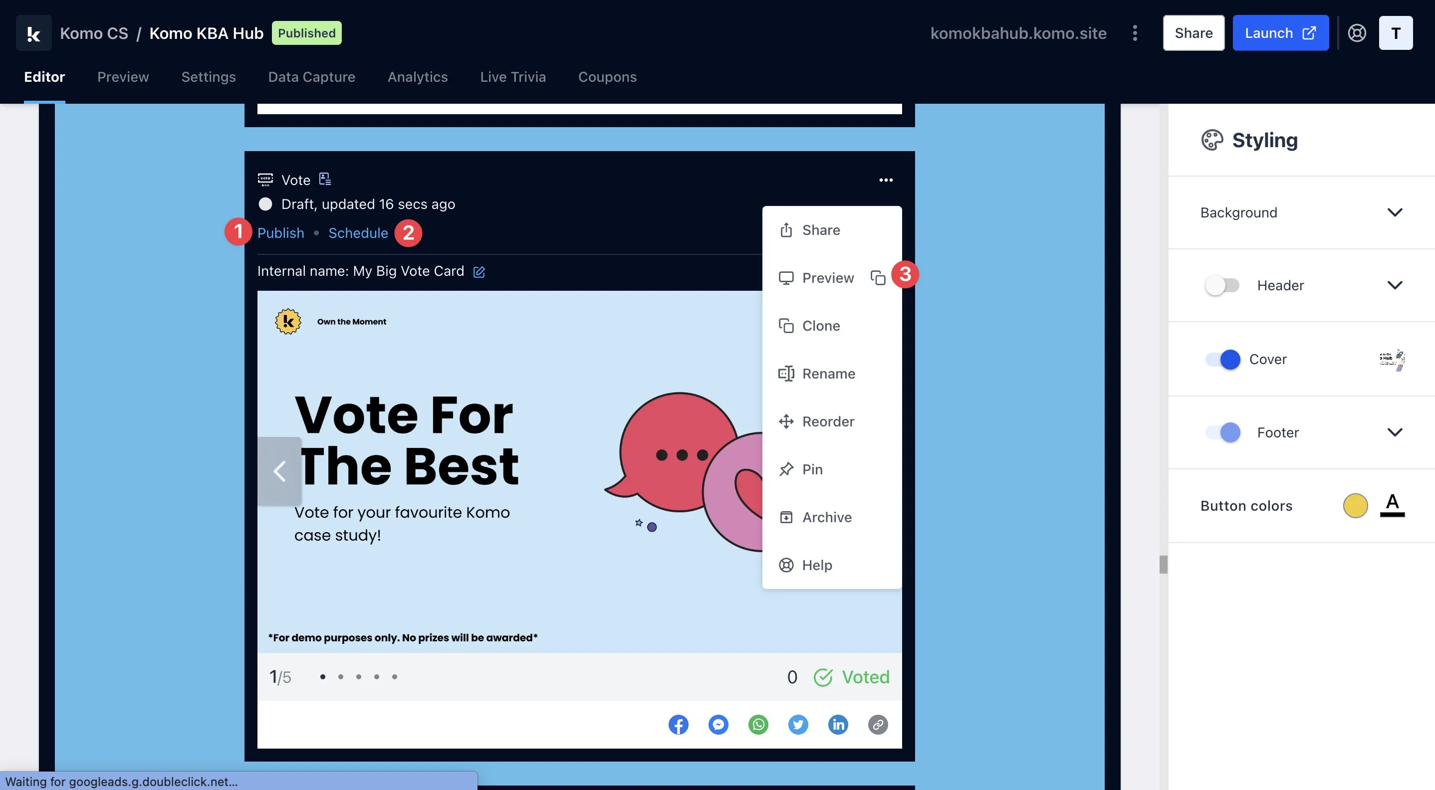 Vote Card: step 4 — Step 4: Publish your card