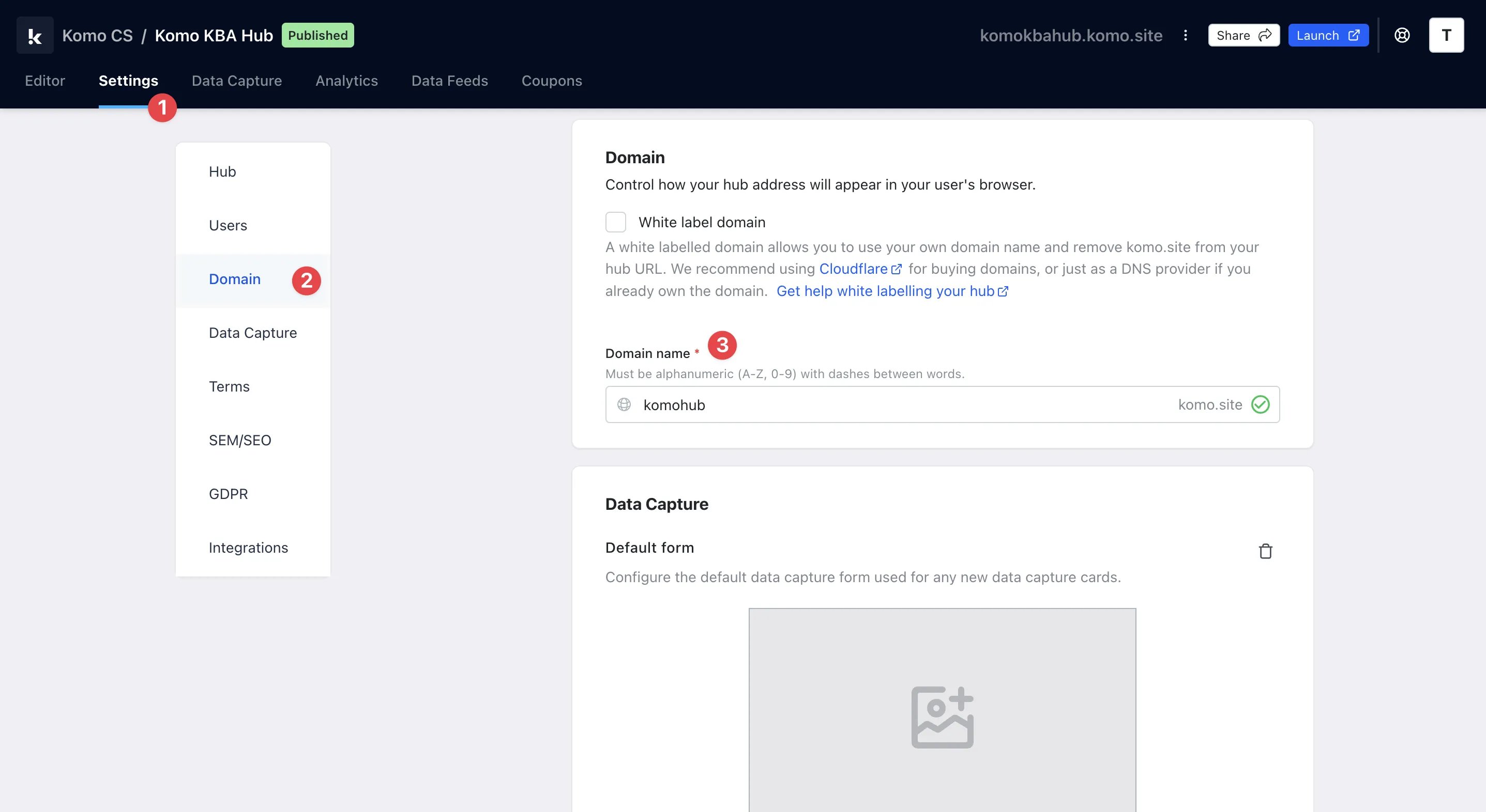 White Labeling your Domain: option 1: komo.site