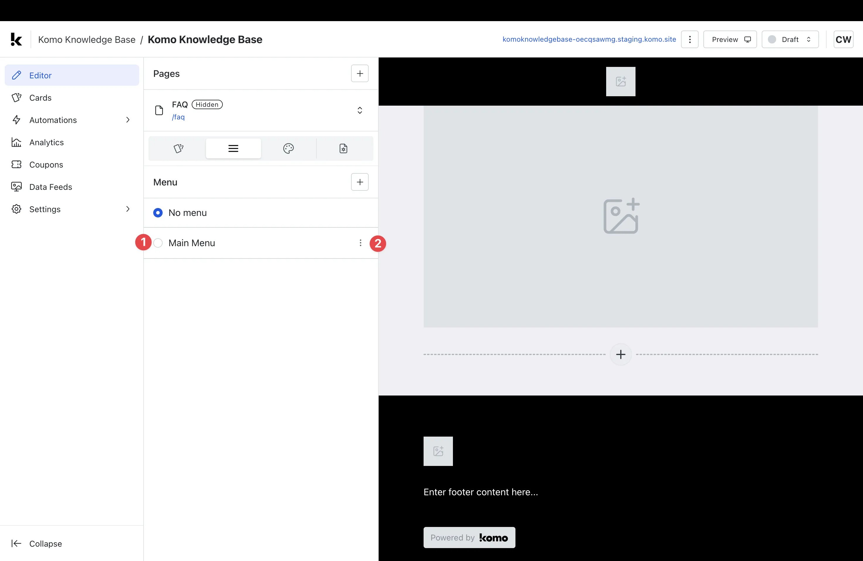 Multi-page Hubs: step 5 — Step 5: Apply Menu to page