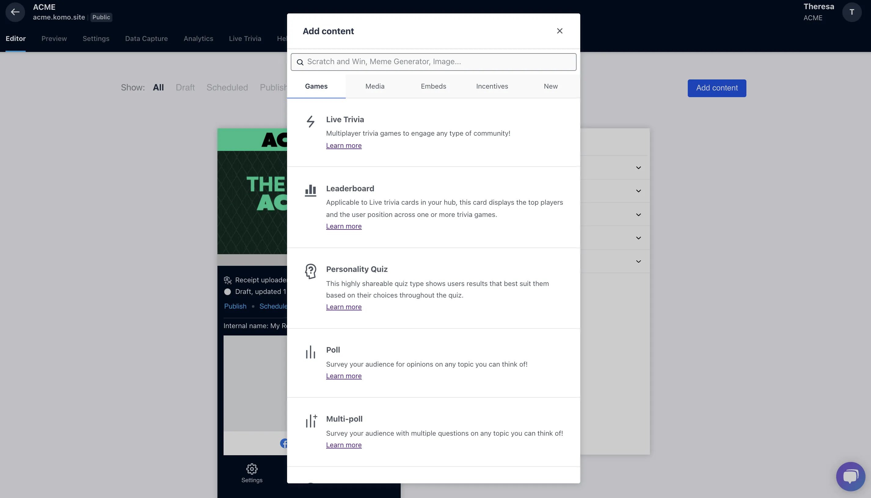 Personalised Prizing: step 2 — Step 2: Add a new content card