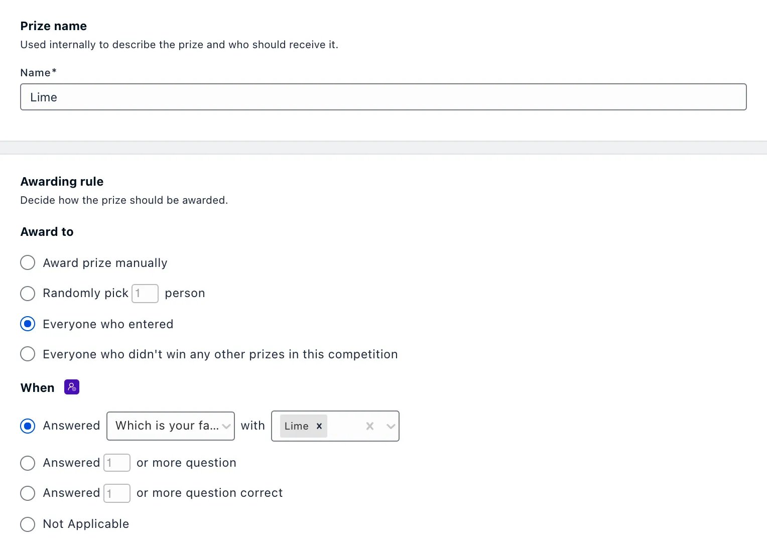 Personalised Prizing: step 7 — Step 6: Award prize rule