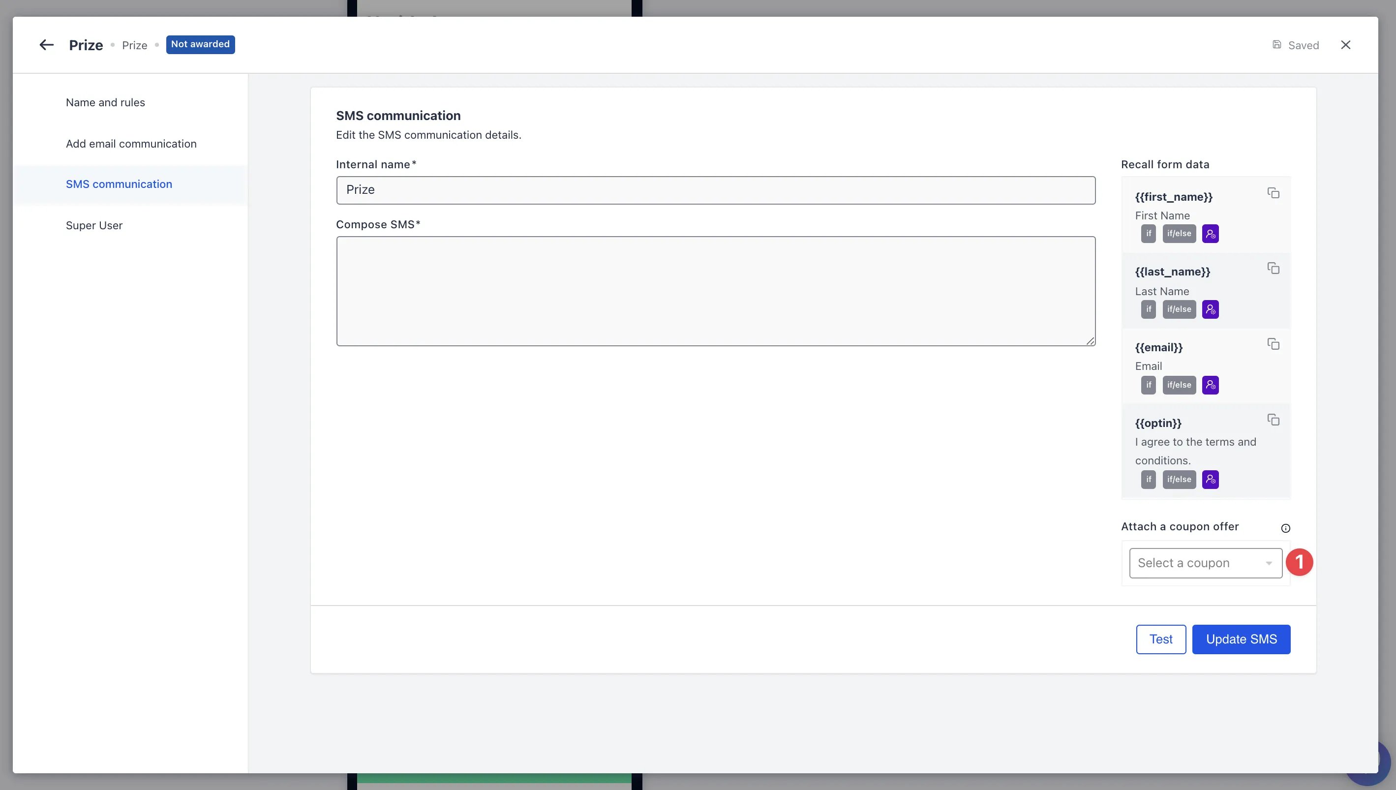 Personalised Prizing: option a — Step 7: Add communications