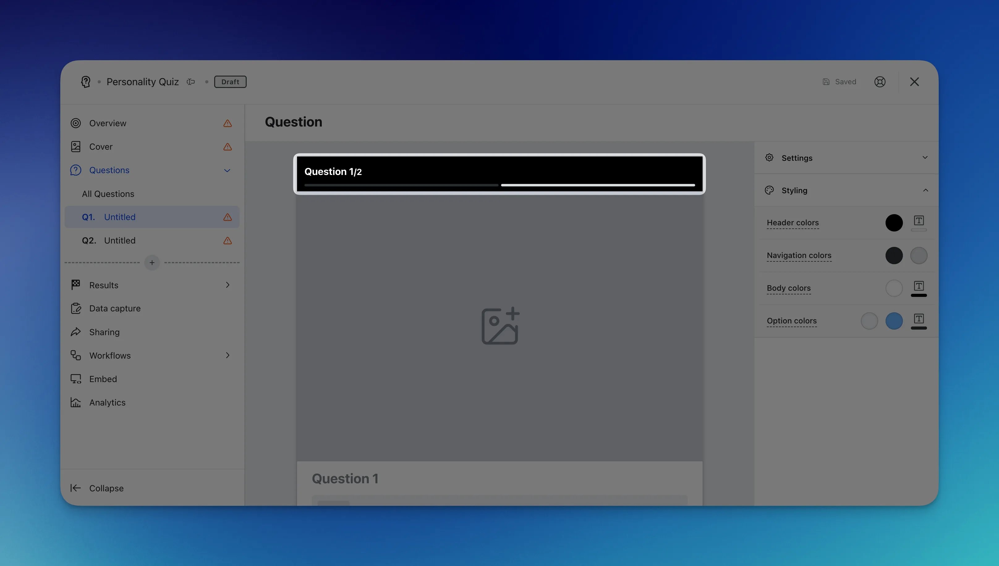 Personality Quiz: step 4: Adding Questions