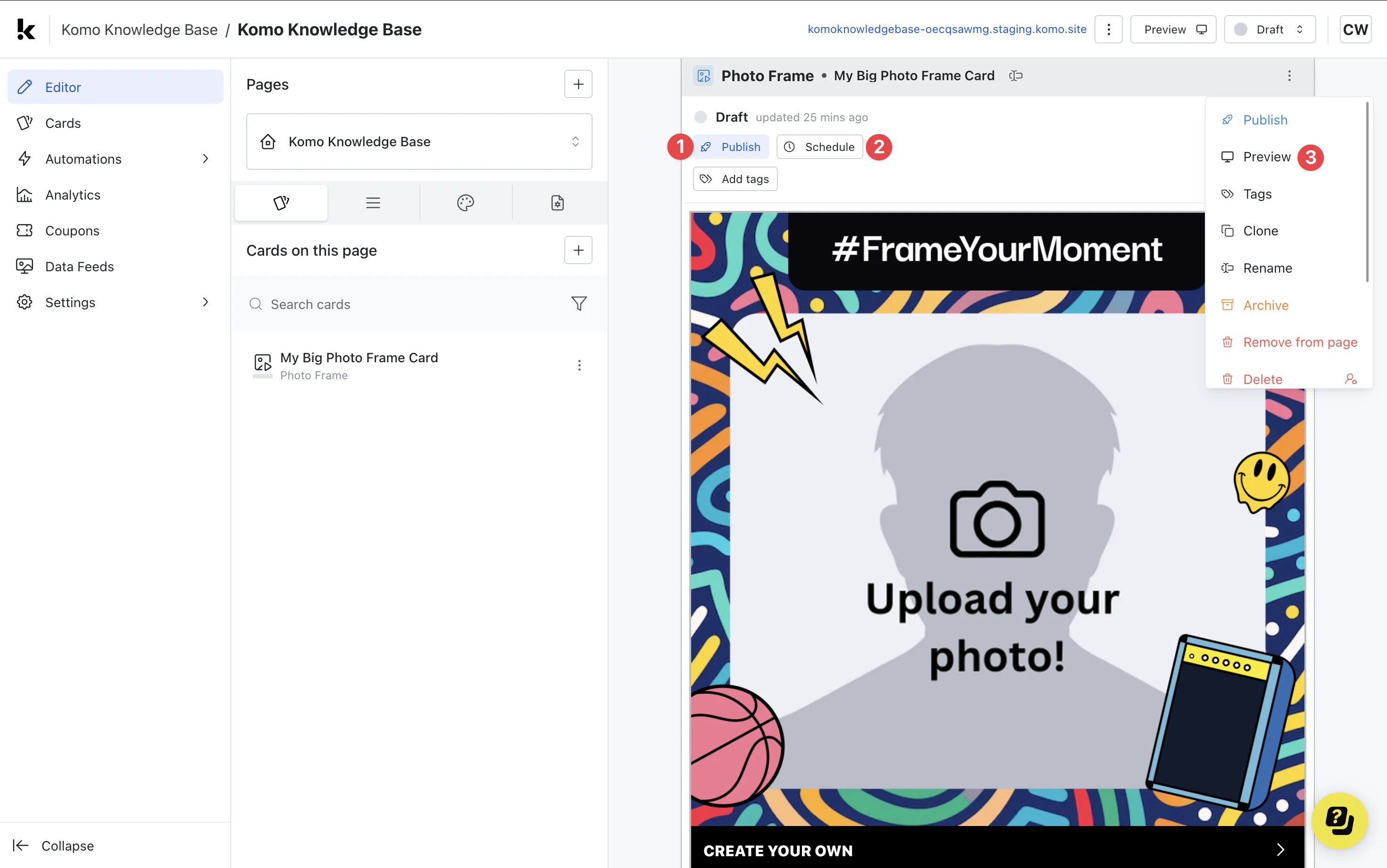 Photo Frame: step 5 — Step 5: Publish your card