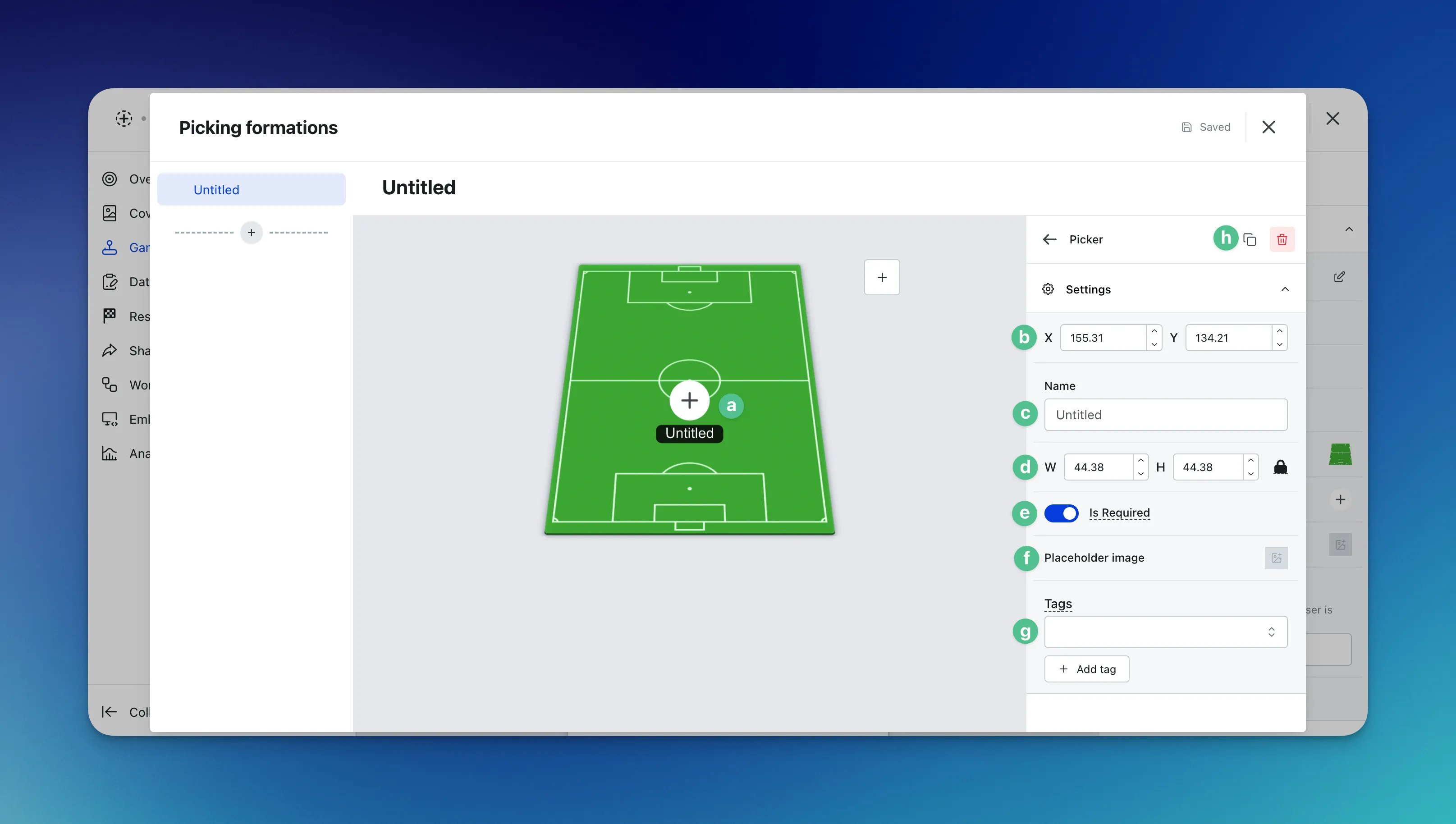 Picker: option a — Step 3: Formation and picker settings
