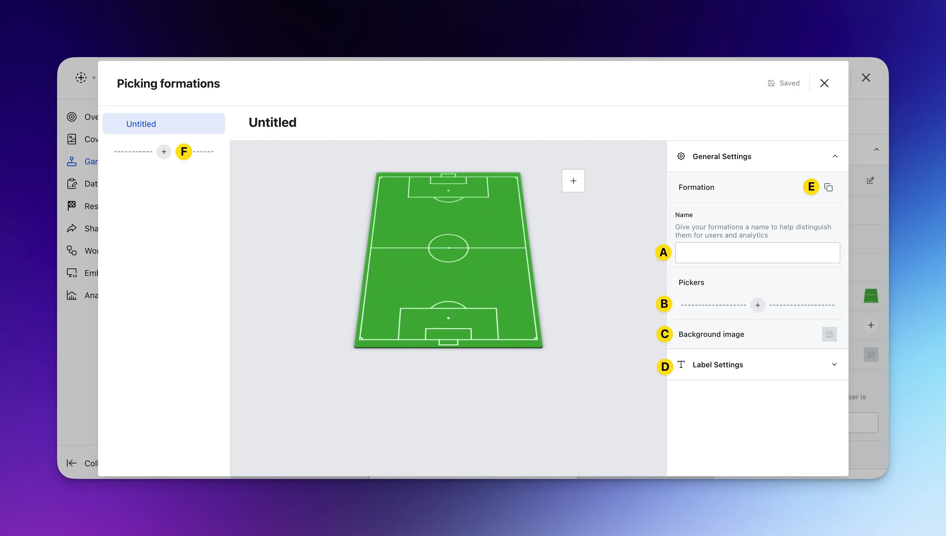 Picker: option a — Step 3: Formation and picker settings
