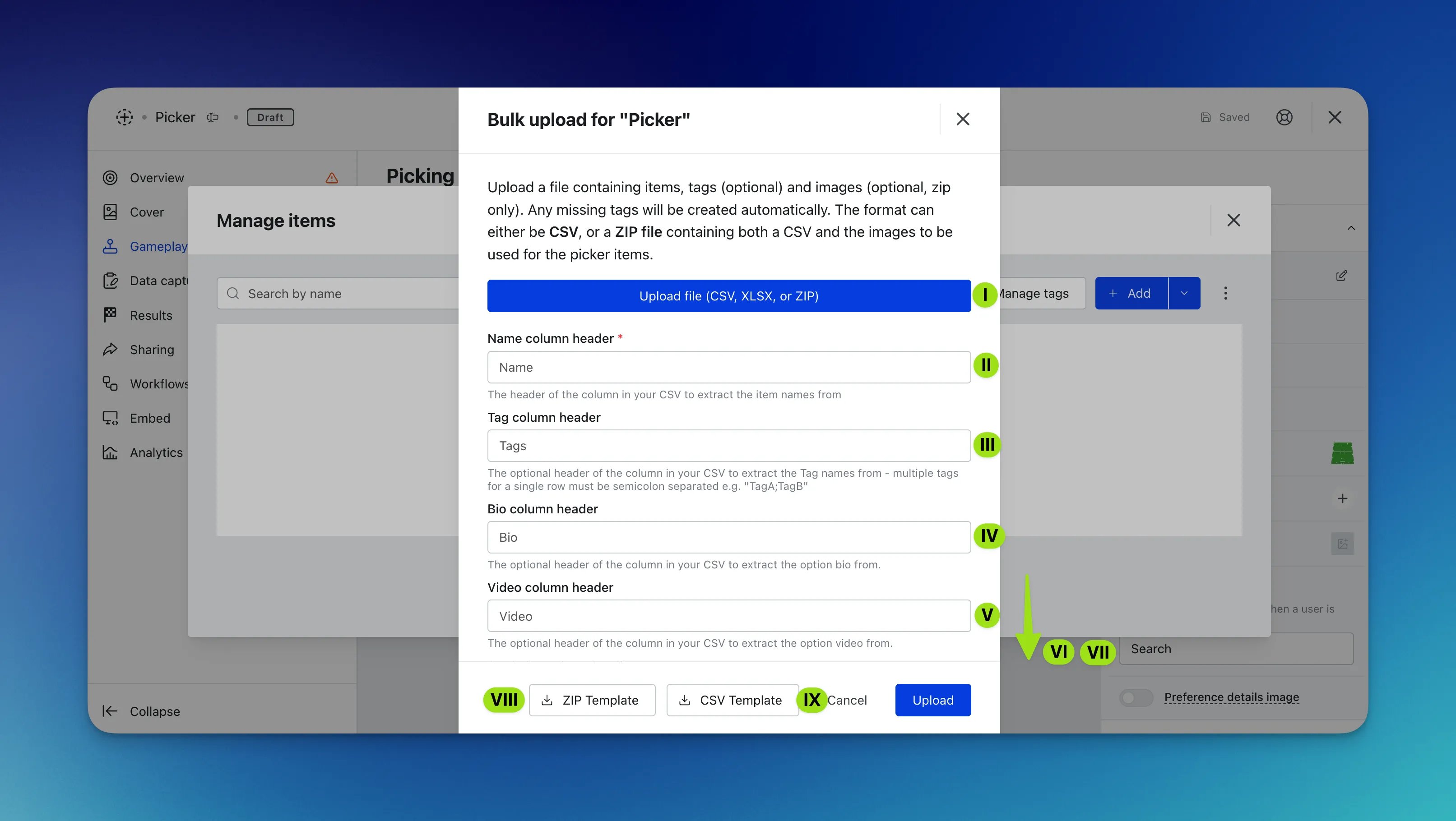 Picker: step 4: Edit the Modal settings