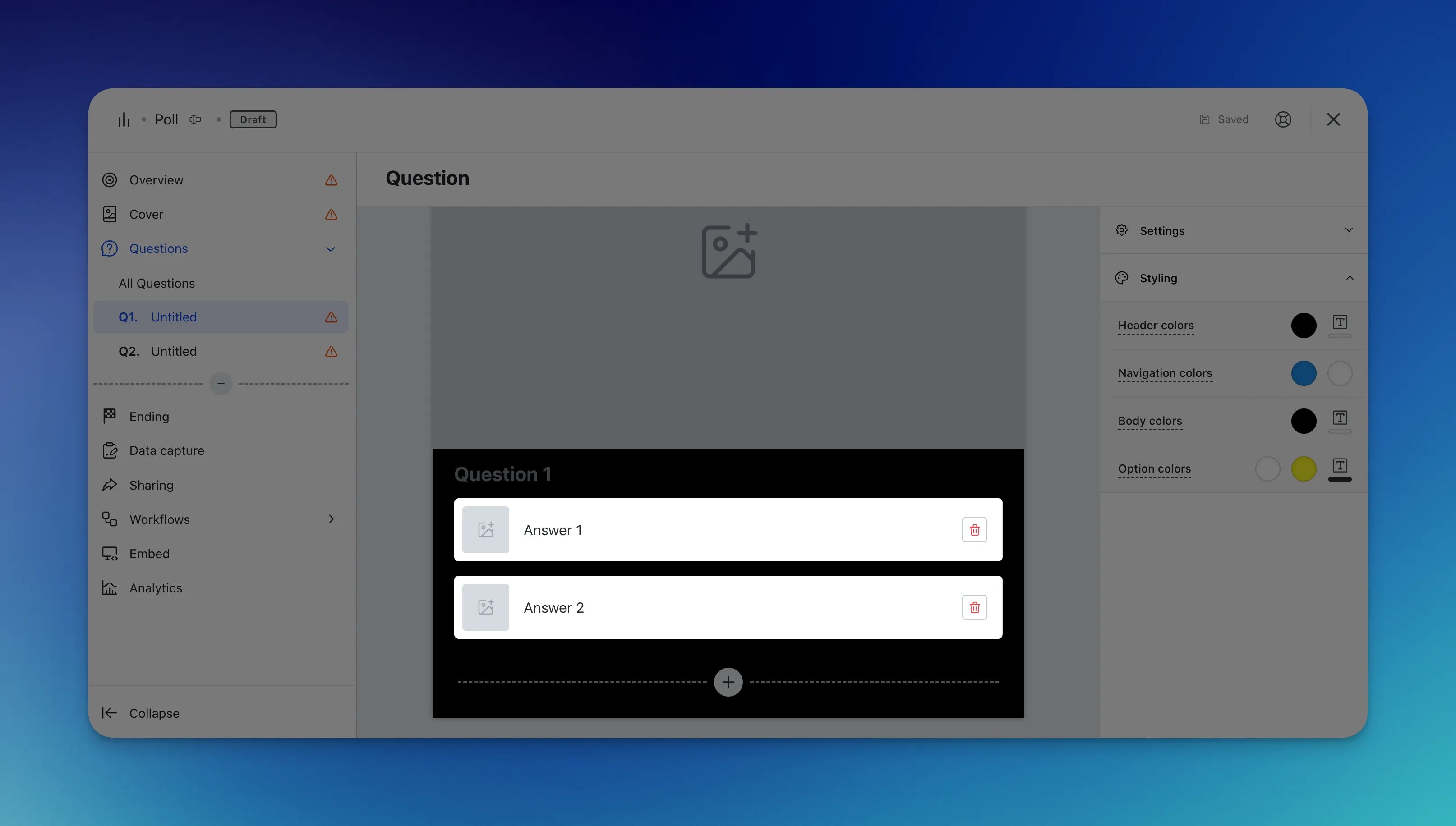 Poll: step 3: Adding Questions