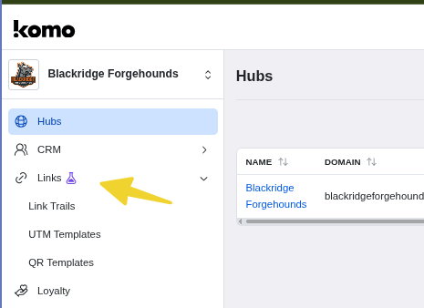 Navigate to Links in the workspace sidebar