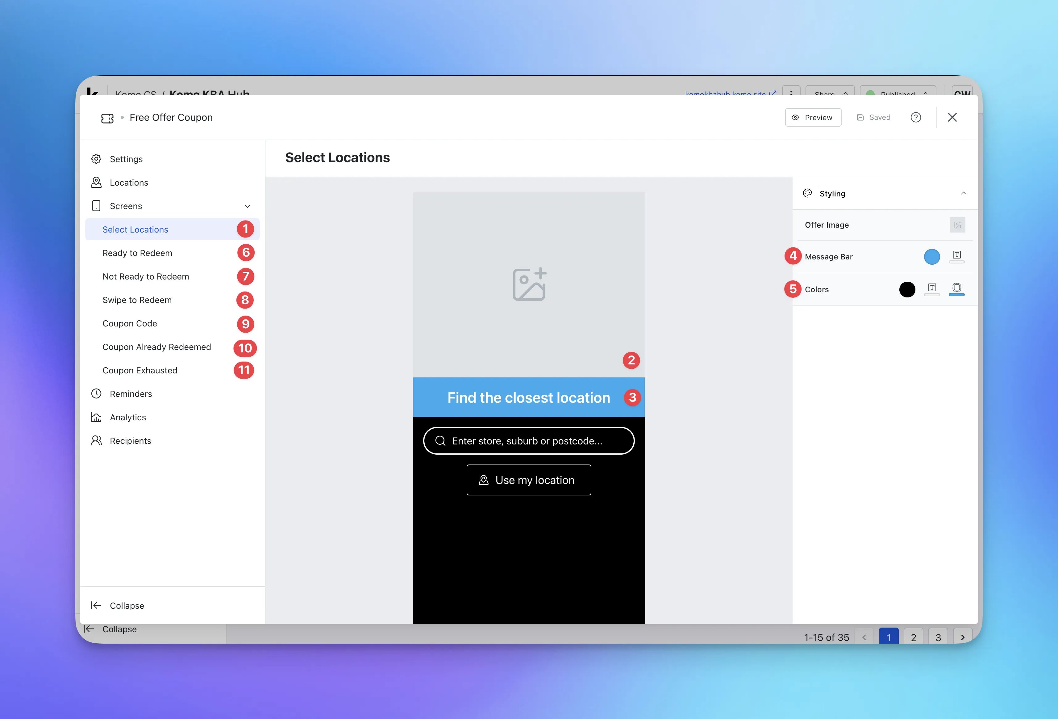 Digital Coupons: step 4 — Step 4: Set up your Screens