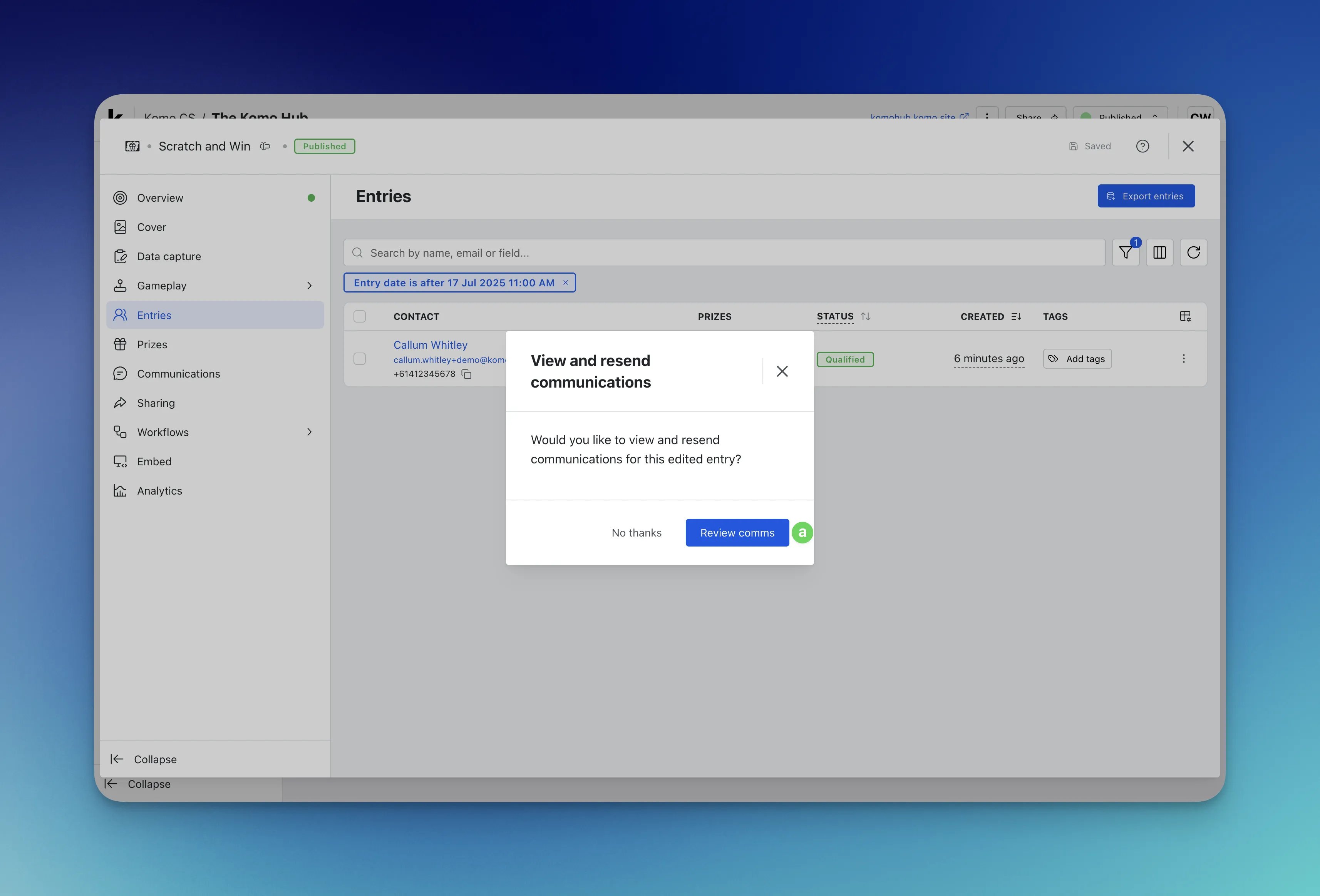 Edit Entrant Details and Resend Communications: option b — Step 2: Edit an entrant's details