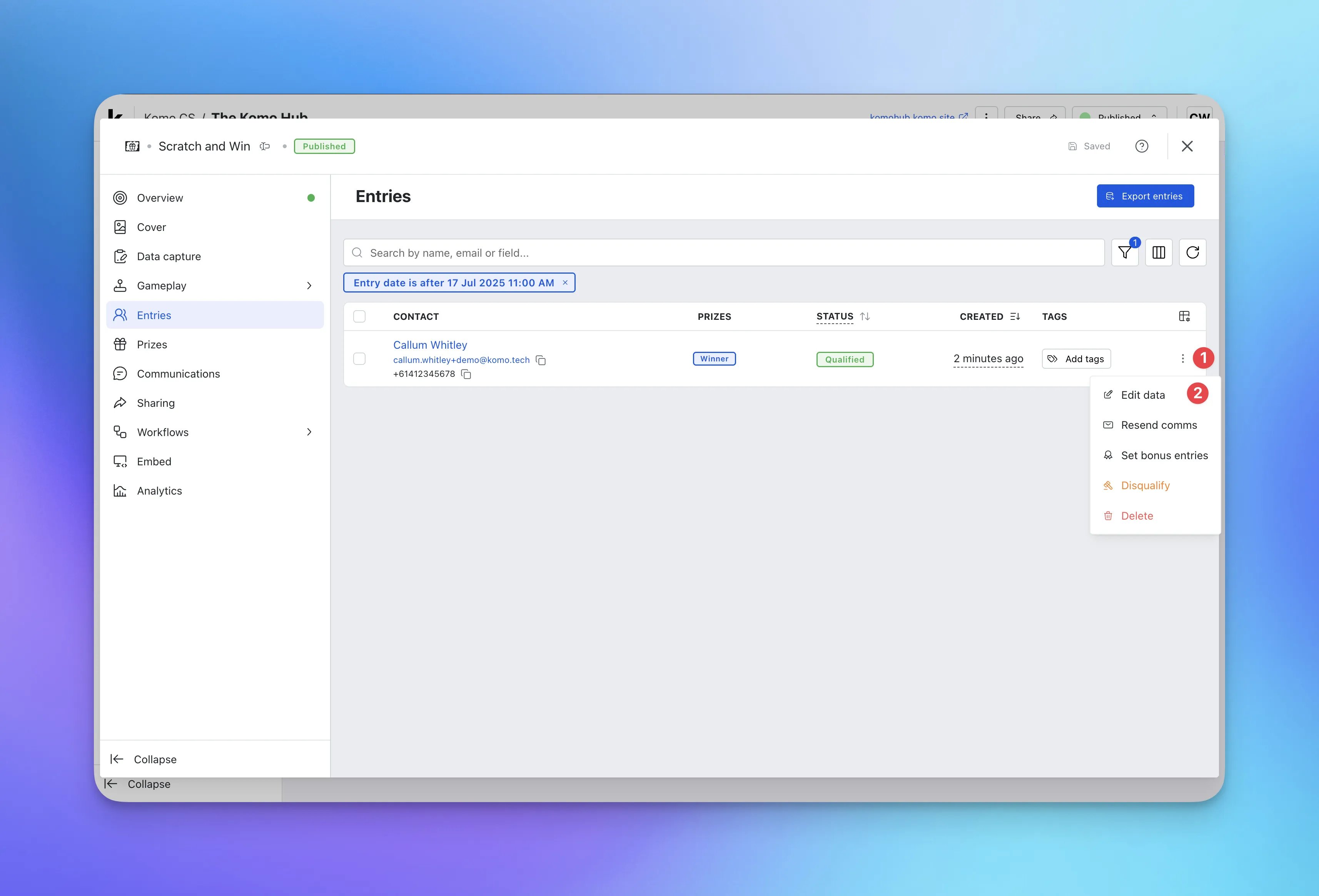 Edit Entrant Details and Resend Communications: step 2 — Step 2: Edit an entrant's details
