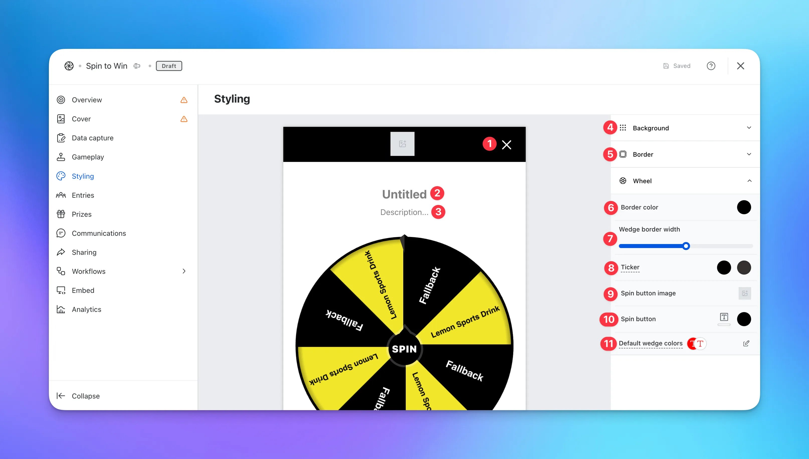 Spin to Win: option b — Step 6: Style your Spin to Win