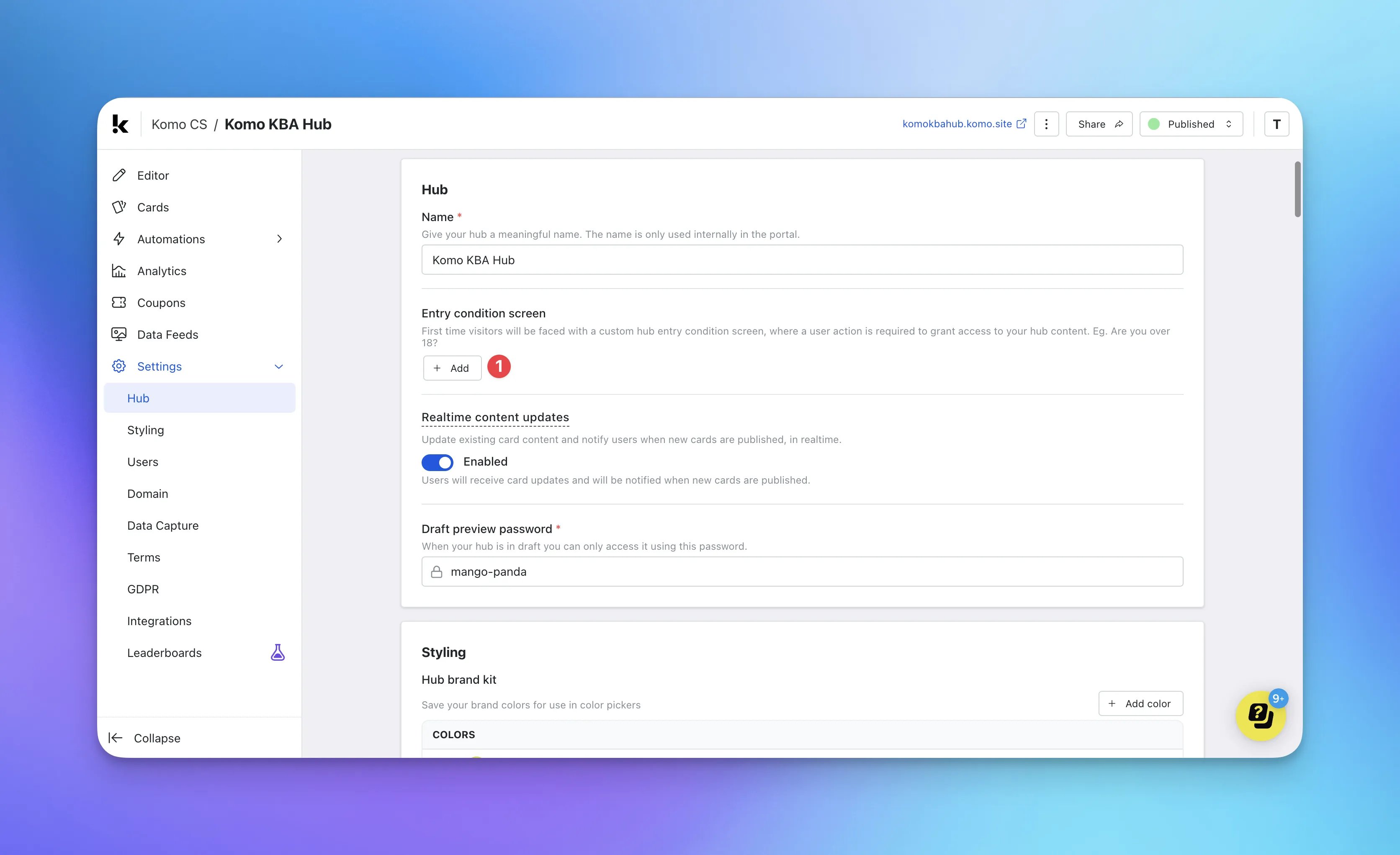 Entry Condition Screen: step 2 — Step 2: Configure your Entry Condition Screen settings
