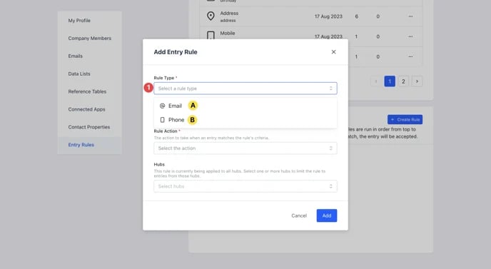Entry Rules: step 2 — Step 2: Select your Rule Type