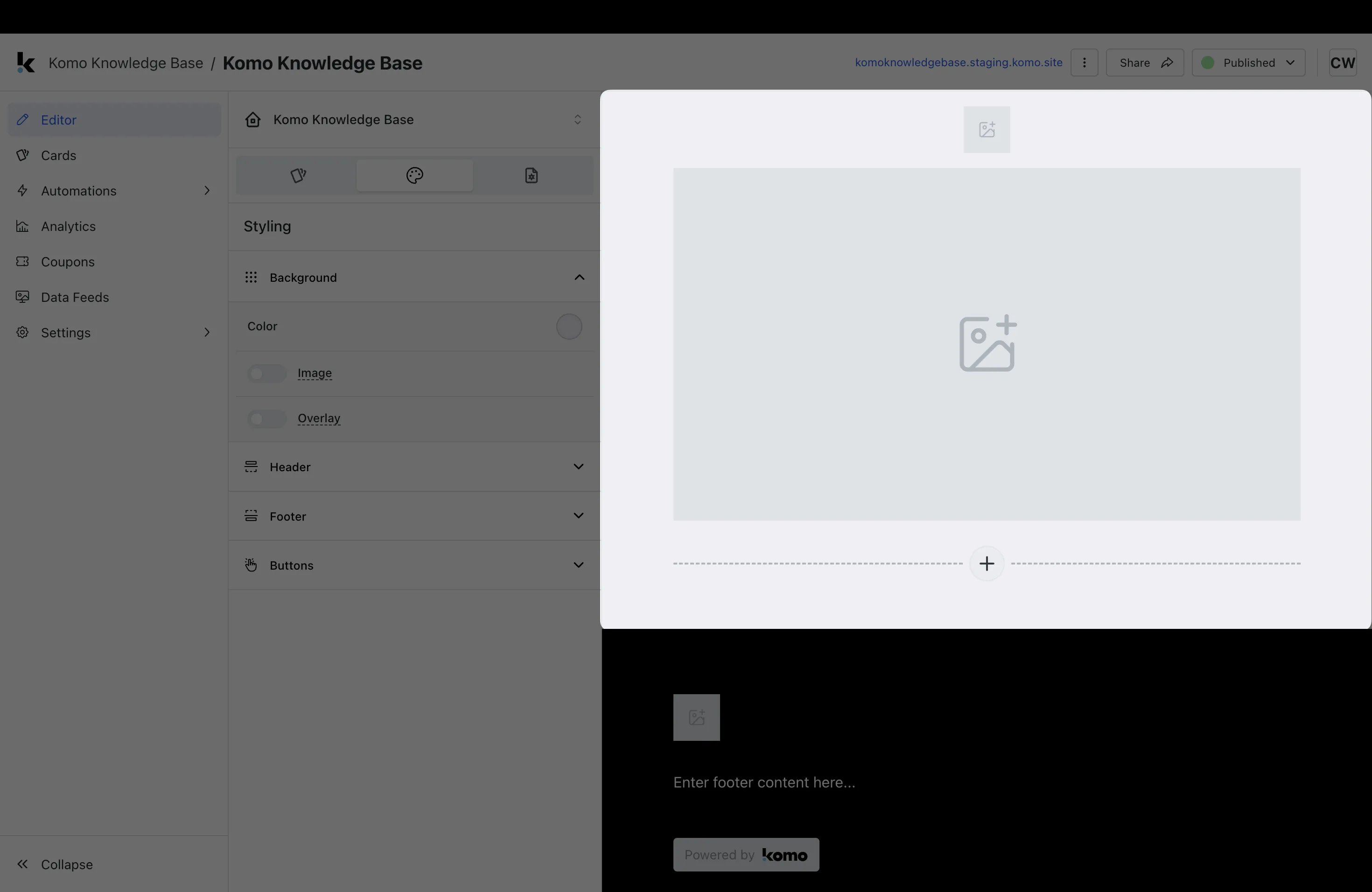 Hub Editor: step 3 — Step 2: Add a Background