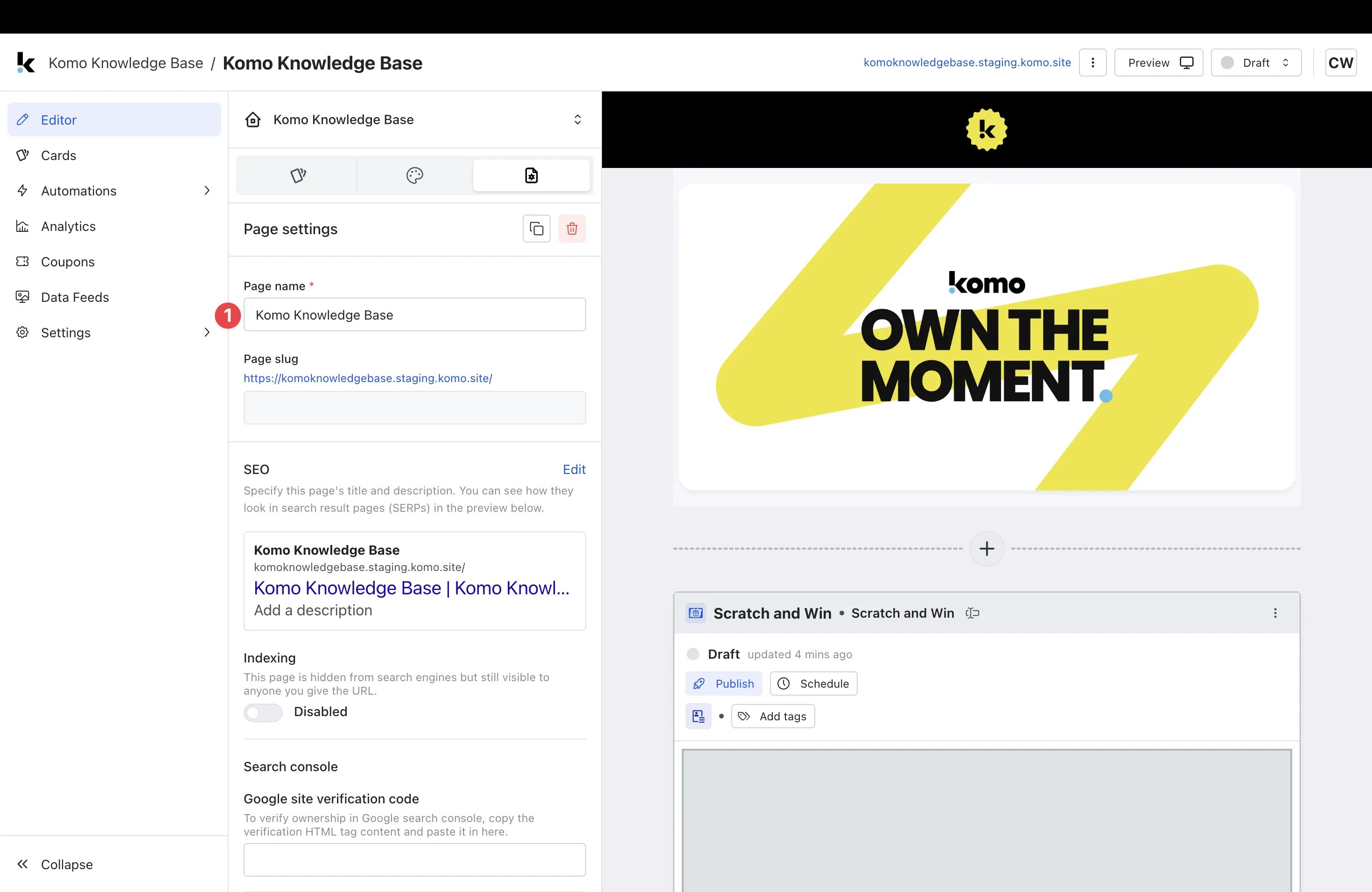 Hub Editor: step 2 — Step 2: Set Page details