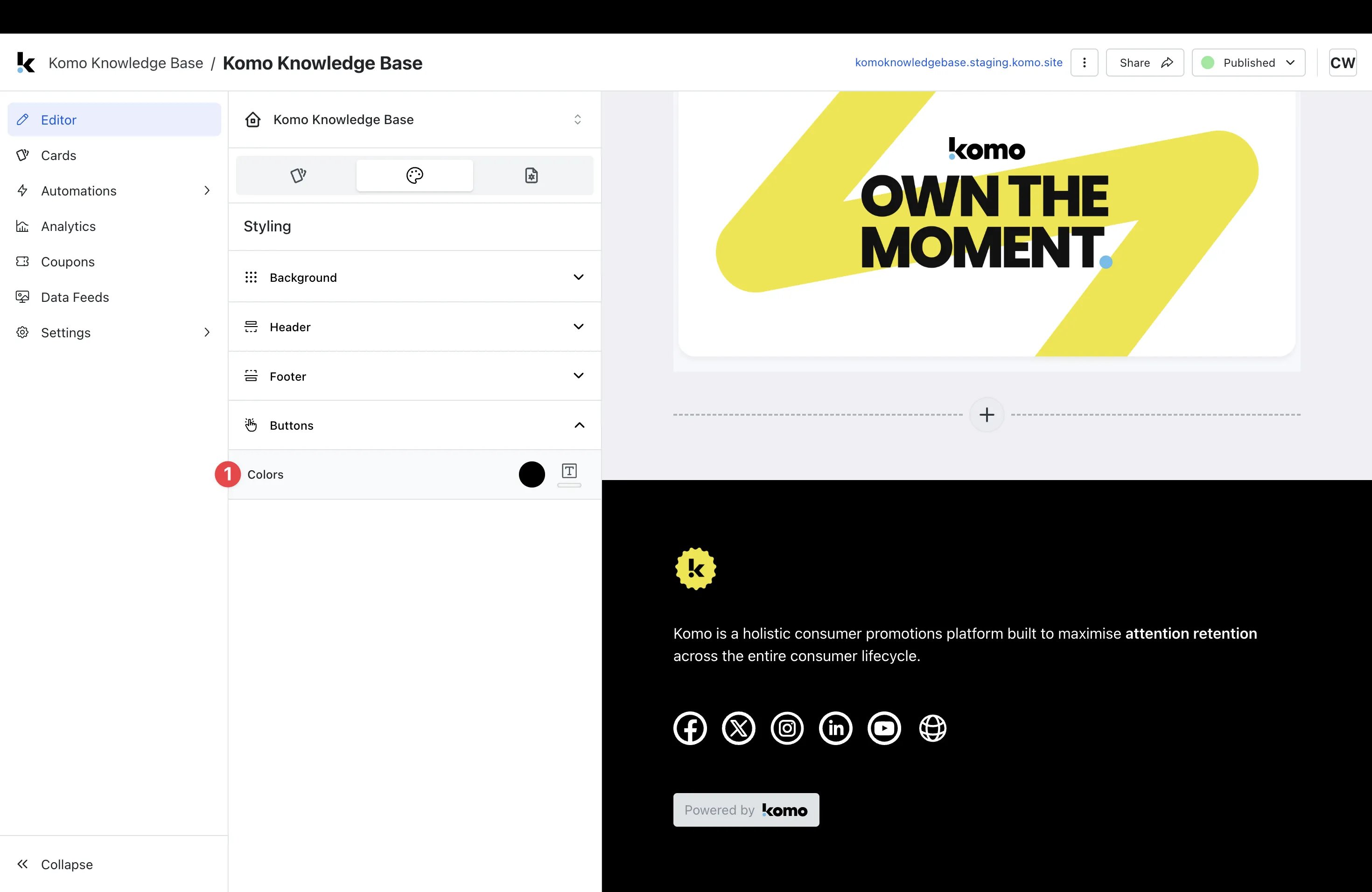 Hub Editor: step 6 — Step 6: Set your Button colours