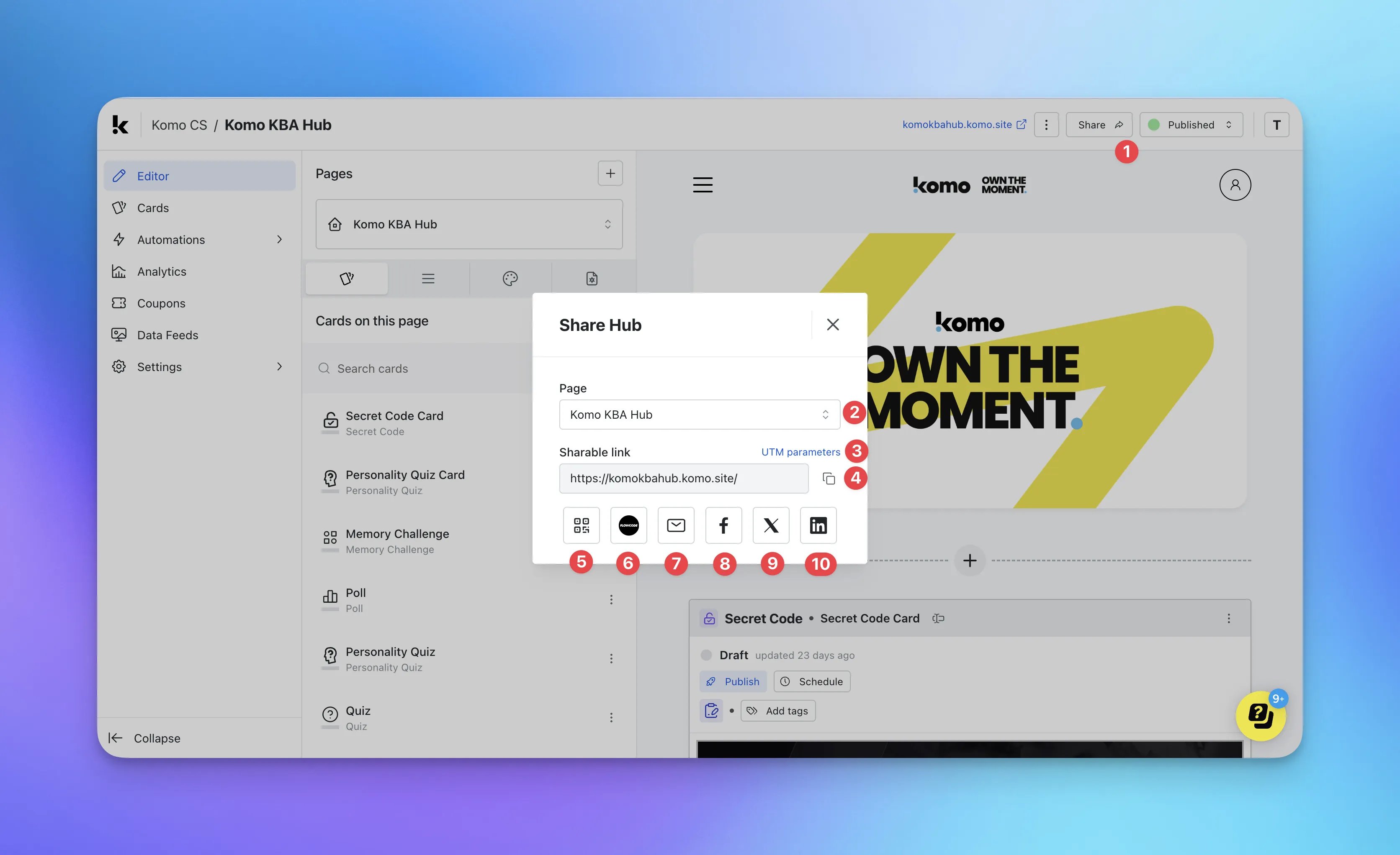 Hub Sharing: option d — Step 2: Sharing a published Hub