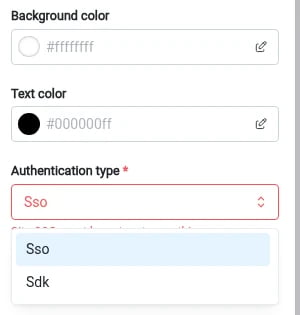 Access Policies: the Authentication type dropdown showing Sso and Sdk