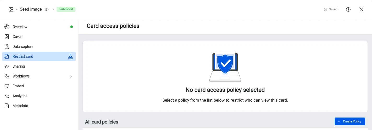 Access Policies: the Restrict card tab in the card editor