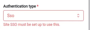 Access Policies: Sso selected on a hub without SSO shows "Site SSO must be set up to use this."