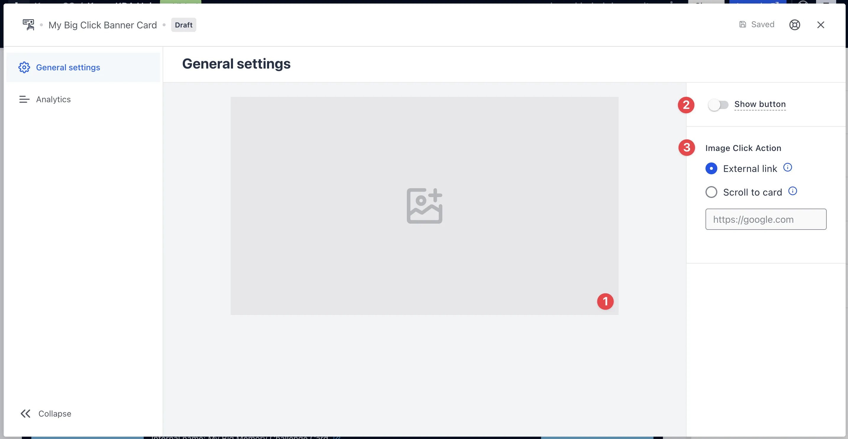 Click Banner Card: step 2 — Step 2: Edit your card settings