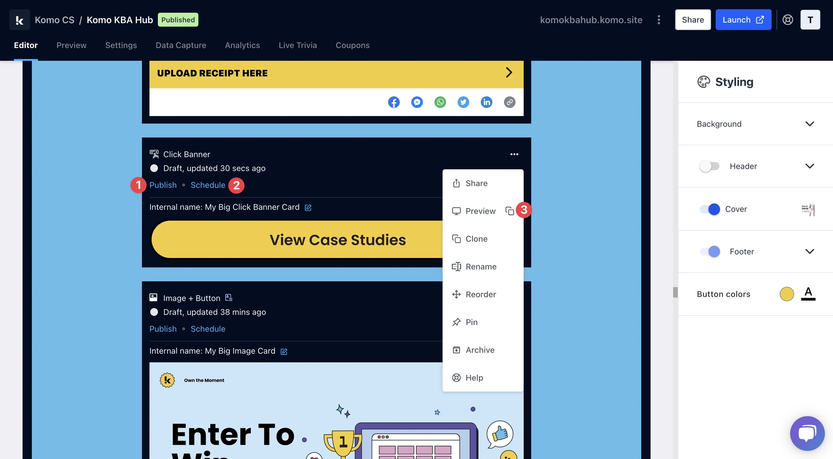Click Banner Card: step 3 — Step 3: Publish your card