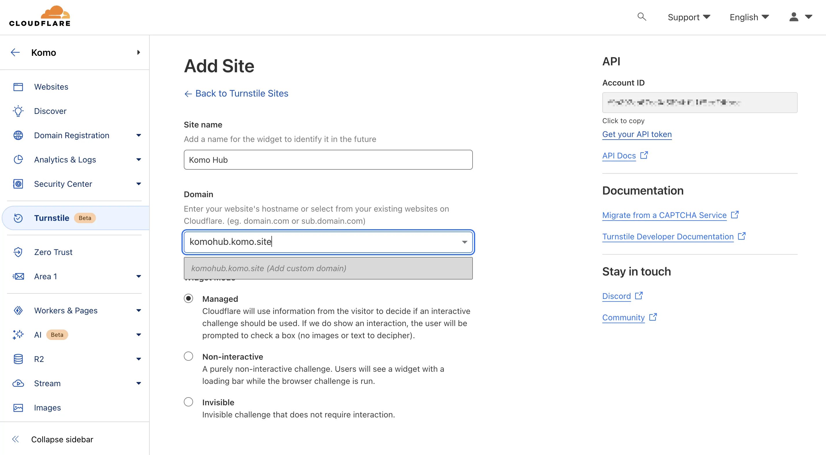 Cloudflare Turnstile: option a — Step 1: Connect your Hub to Cloudflare