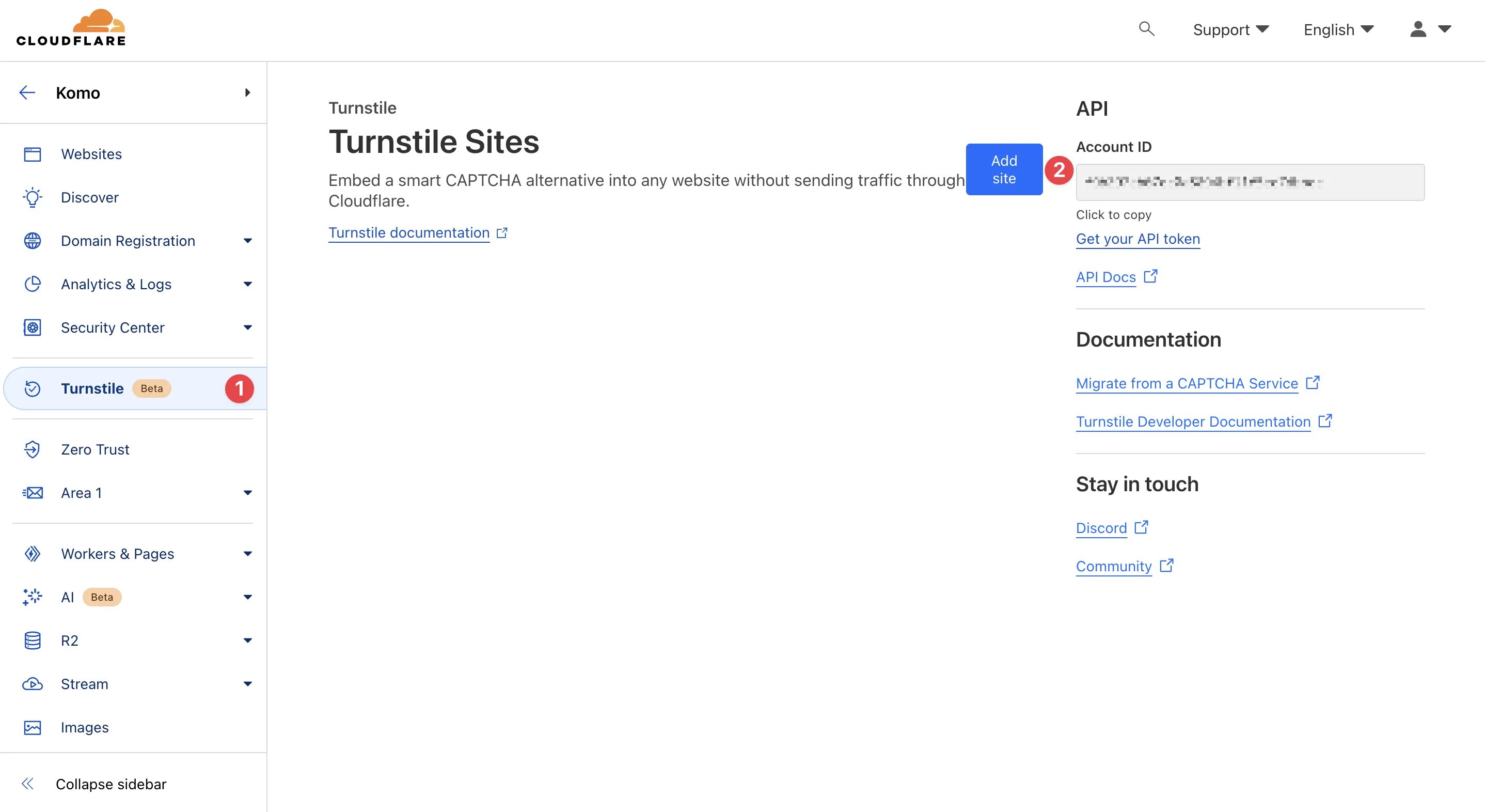 Cloudflare Turnstile: step 1 — Step 1: Connect your Hub to Cloudflare