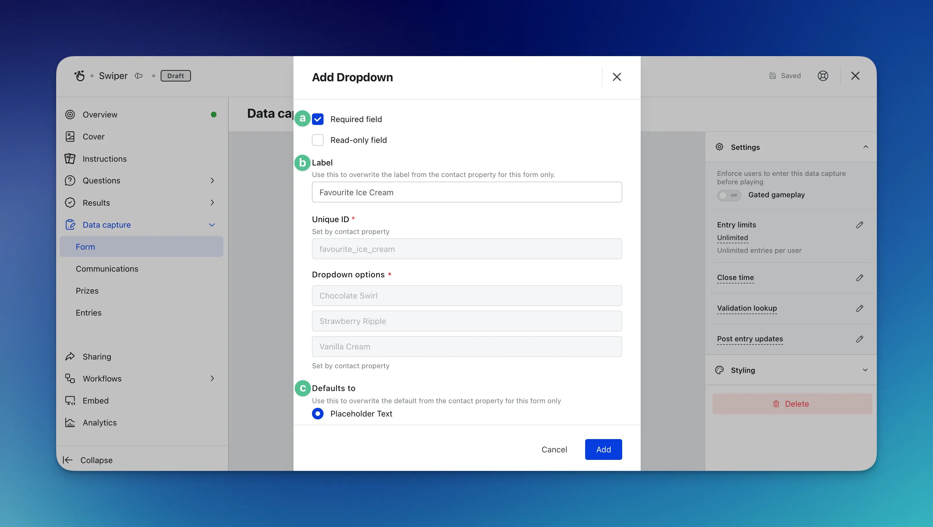Contact Properties: step 2 — Step 3: Add the Property to your Card