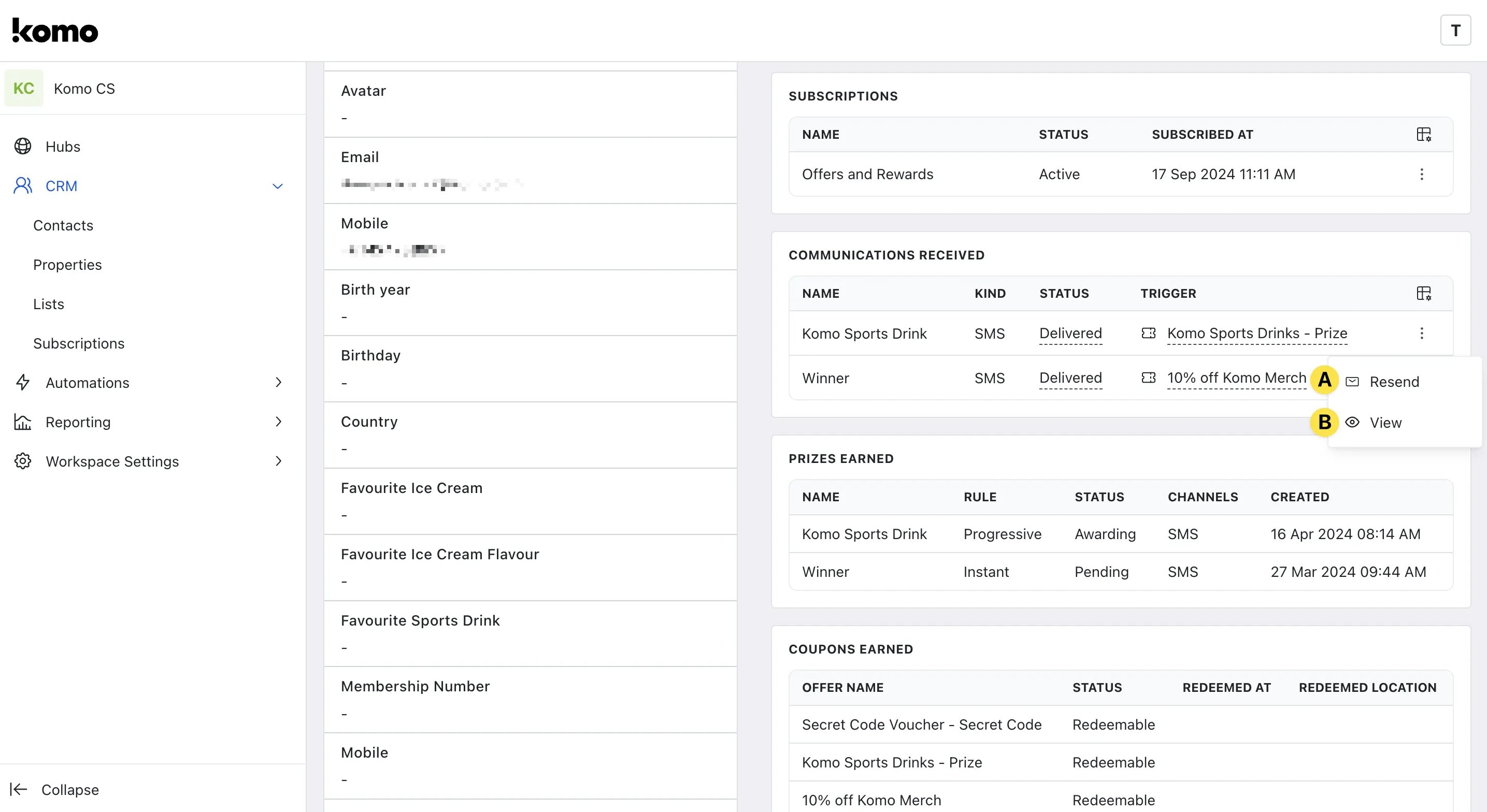 Contacts: option b — Step 2: Viewing Contact profiles