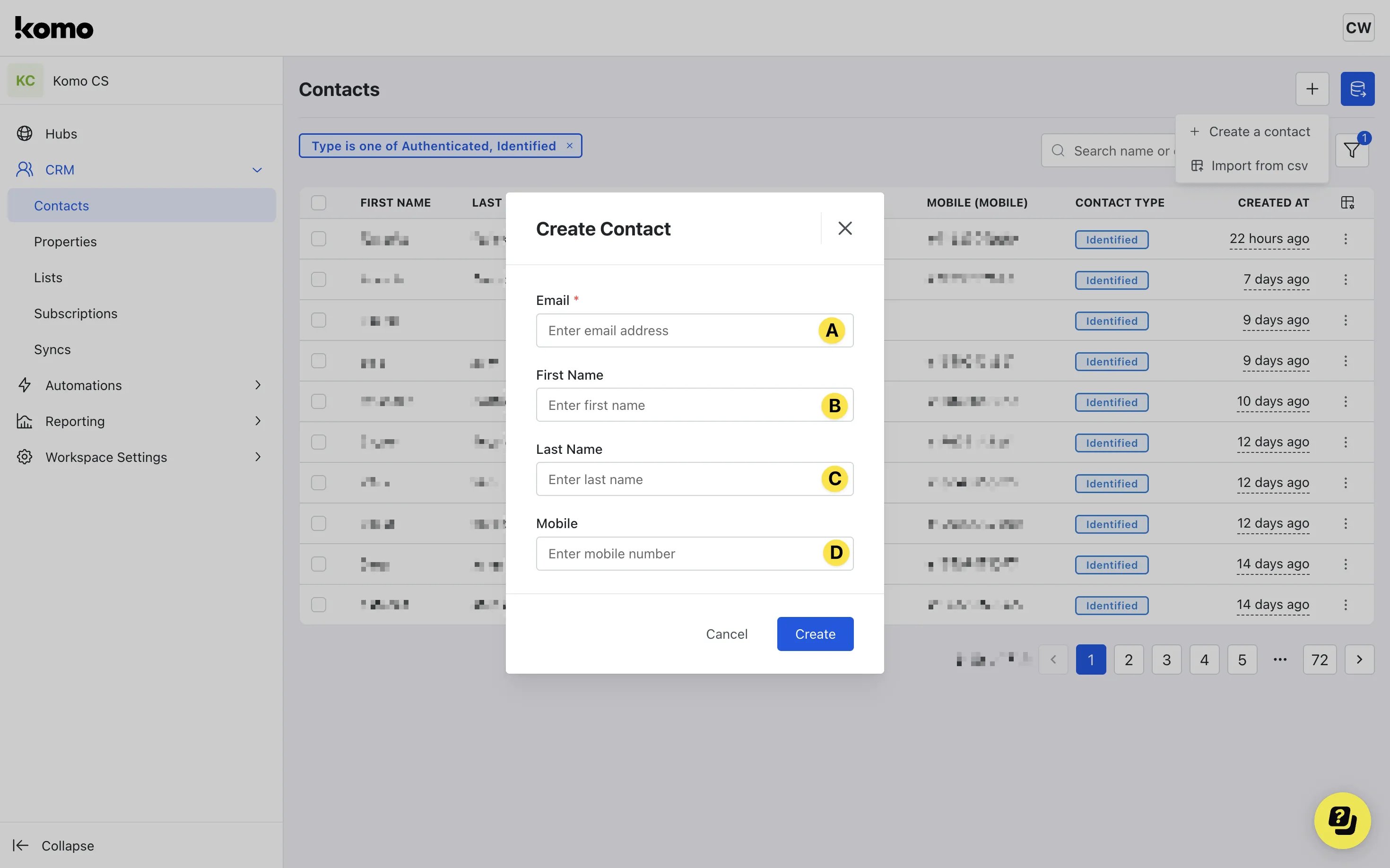 Contacts: option a — Step 3: Import a list of Contacts