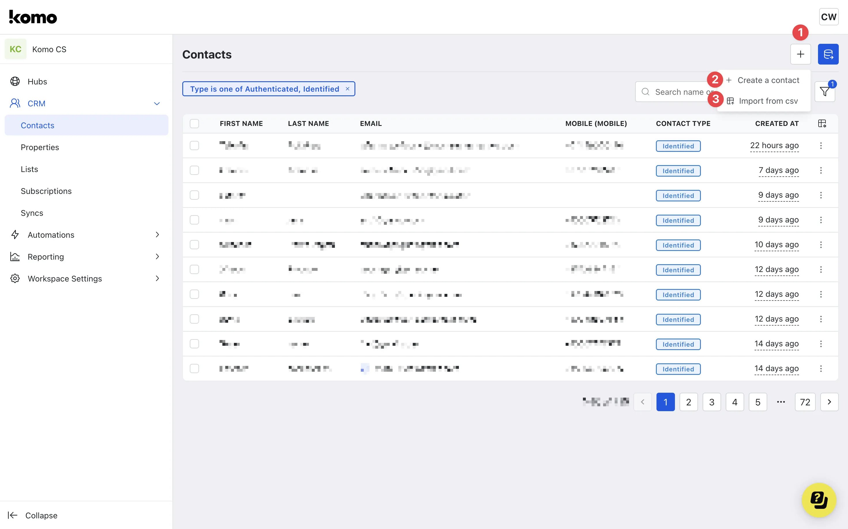 Contacts: step 3 — Step 3: Import a list of Contacts