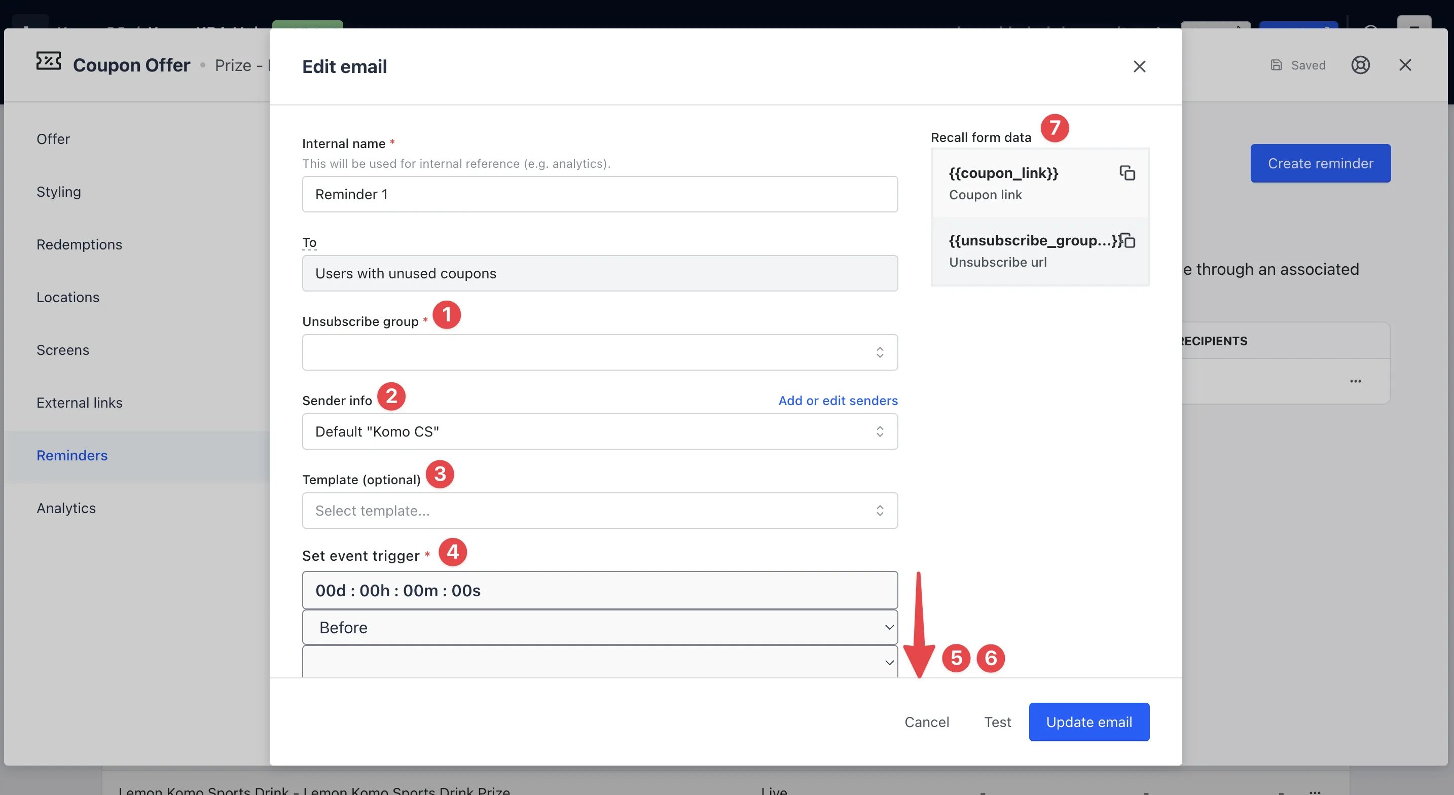 Coupon Reminders: Step 4: option d: Set up your communication