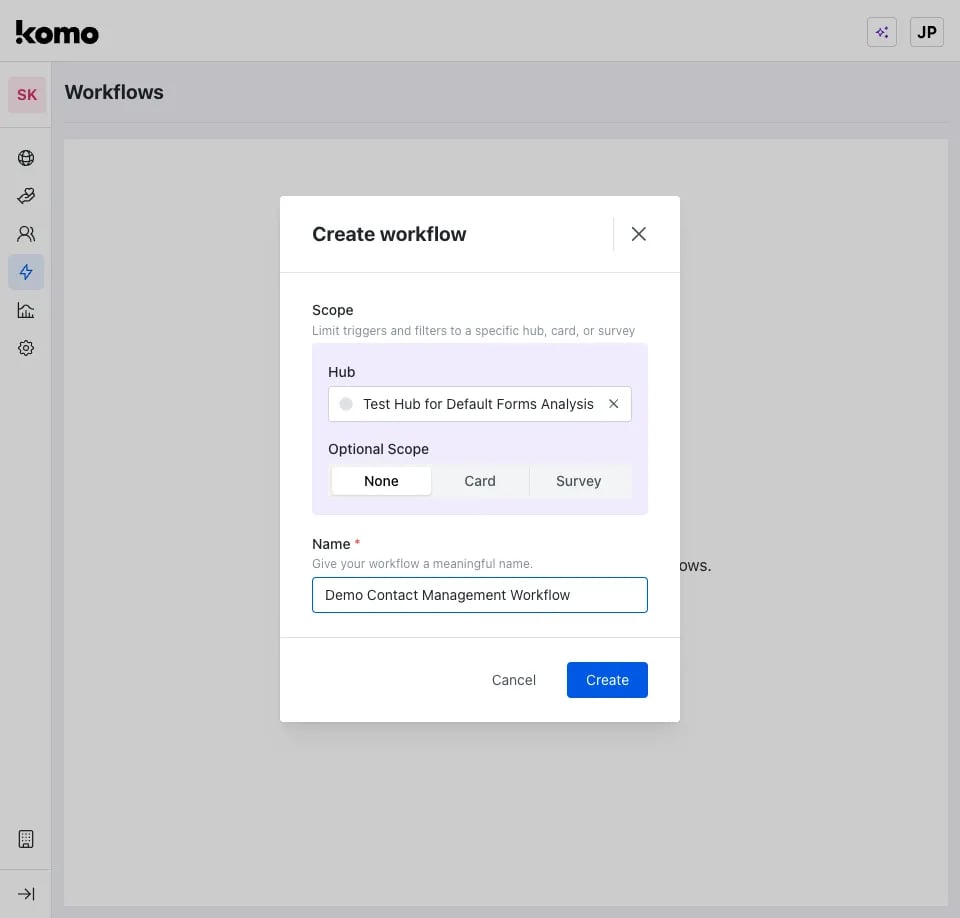 Workflows: step 3 — Step 2: Choose Your Scope