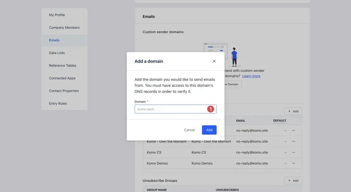Custom Email Sender Names: step 2 — Step 2: Set up a new Domain
