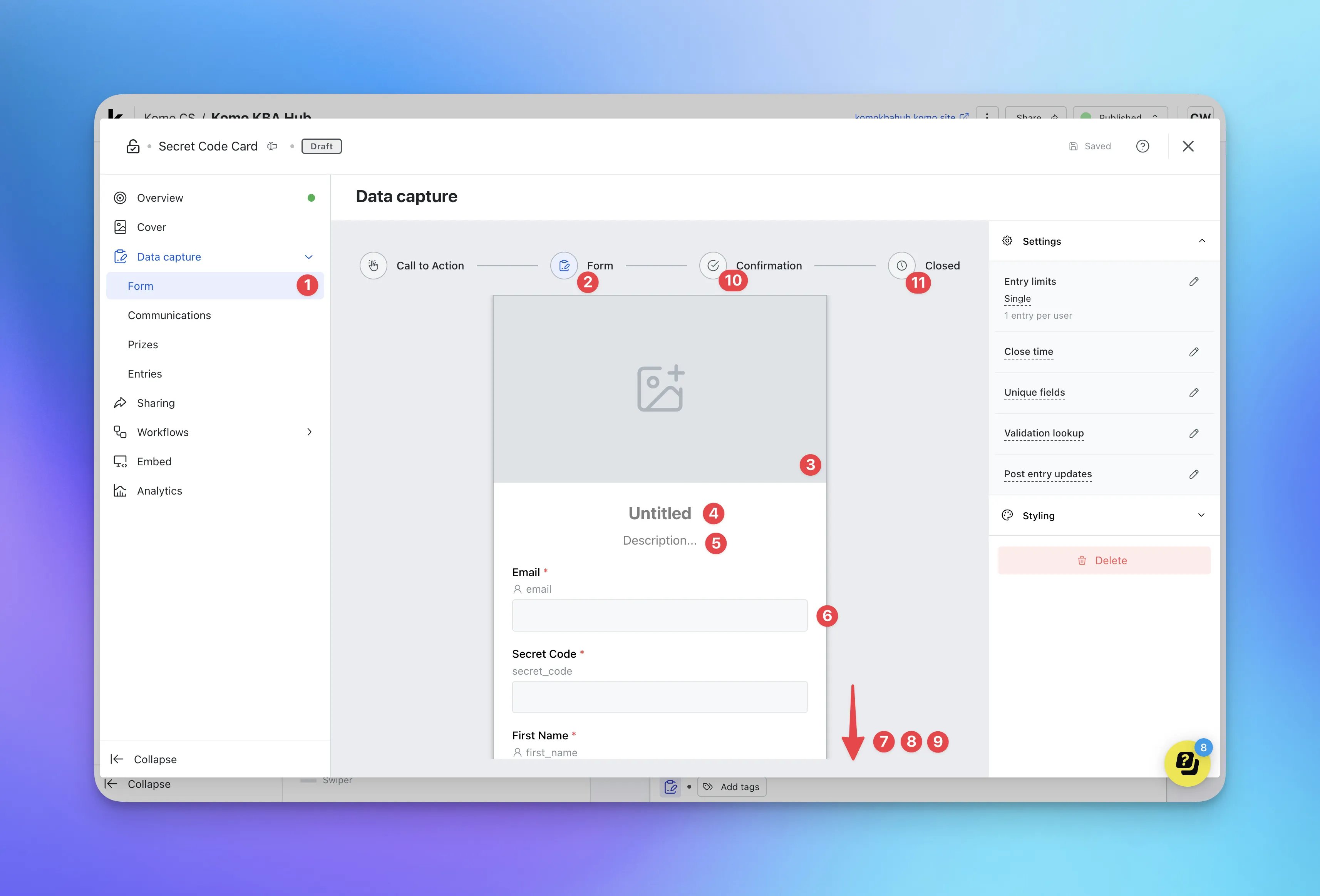 Data Capture: step 3 — Step 3: Set up your form