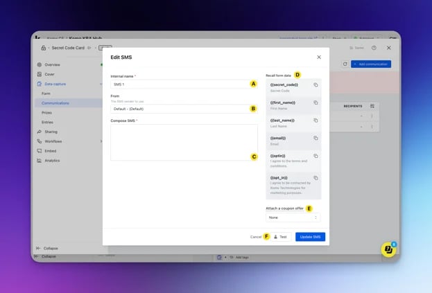 Data Capture: step 4: Create your communications