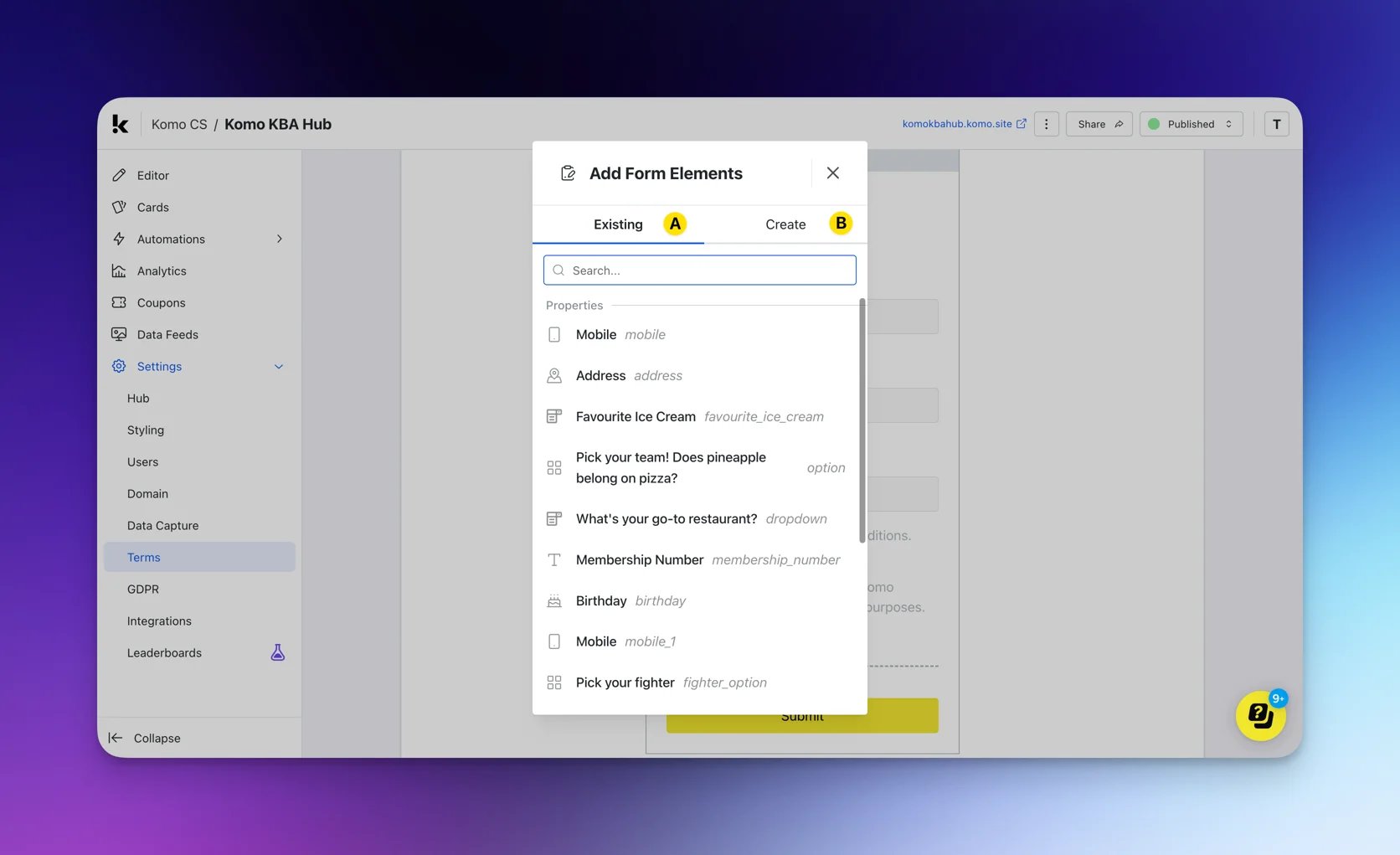 Default Data Capture Form: option a — Step 2: Edit your Default Form