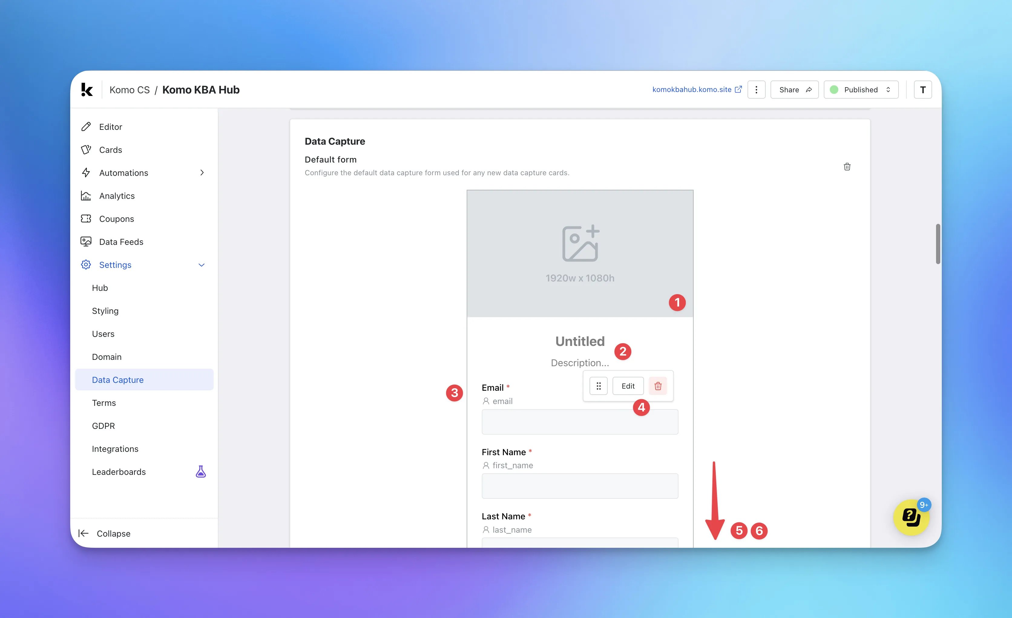 Default Data Capture Form: step 2 — Step 2: Edit your Default Form