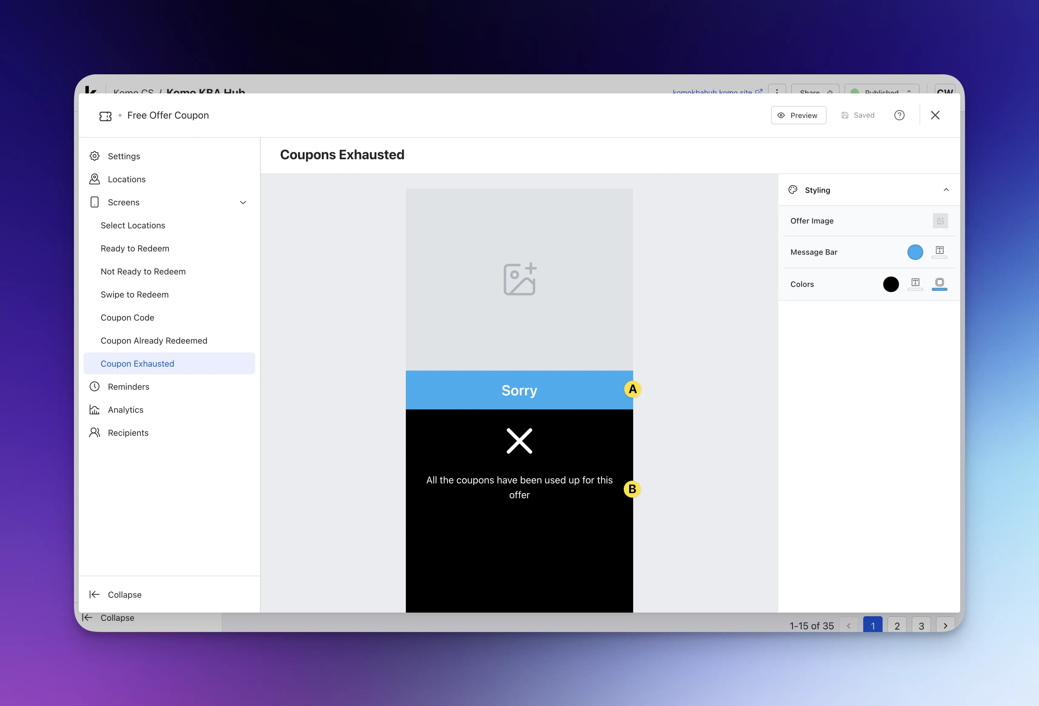 Digital Coupons: option a — Step 4: Set up your Screens