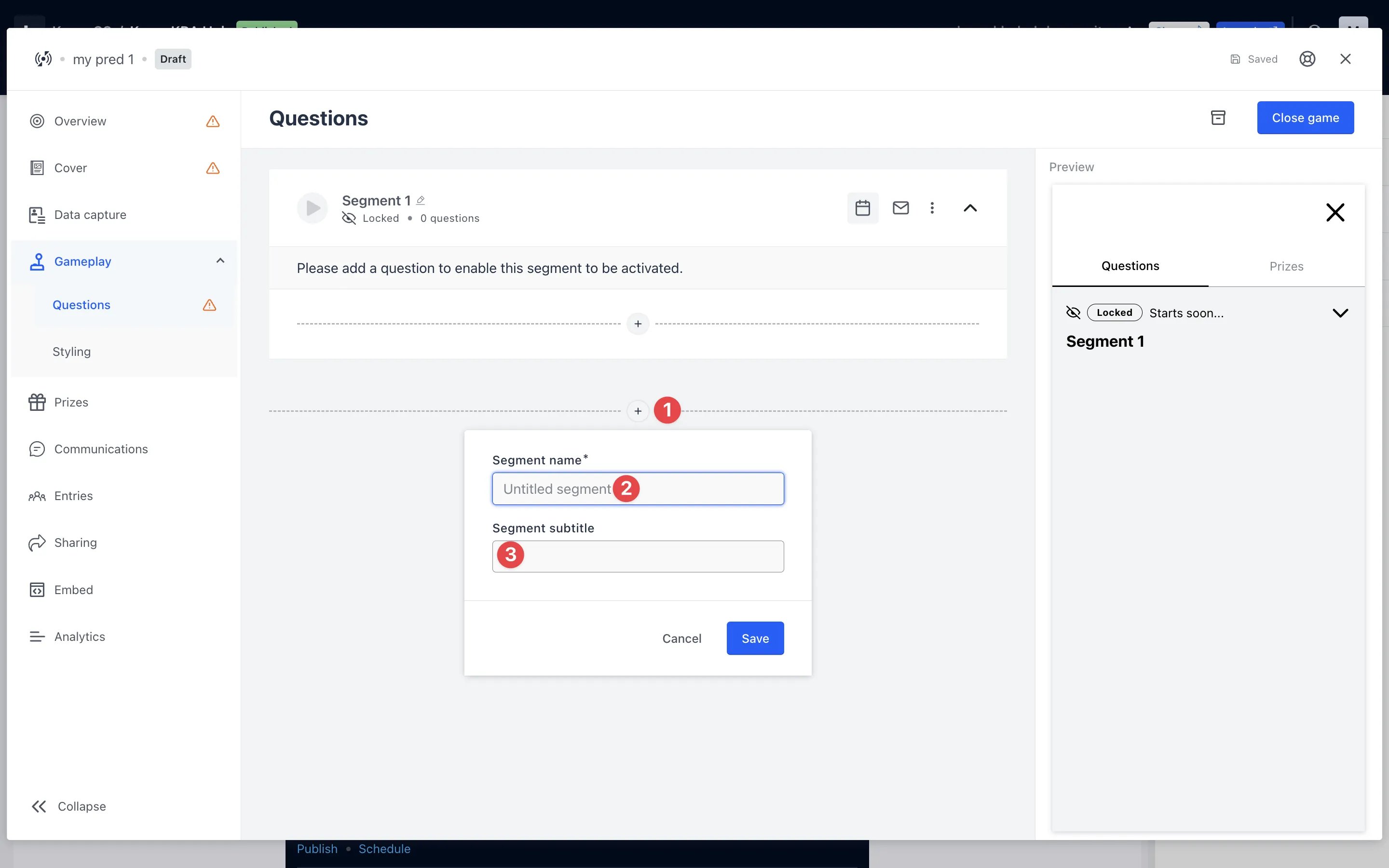 Live Predictor (Basic): step 5 — Step 5: Add another Segment (Optional)