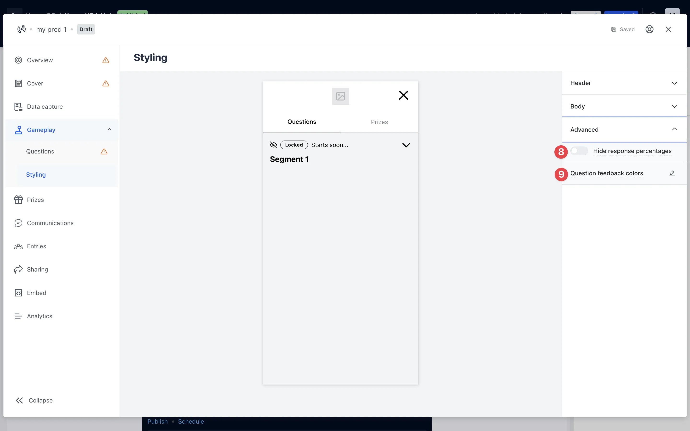 Live Predictor (Basic): step 6: Style your card