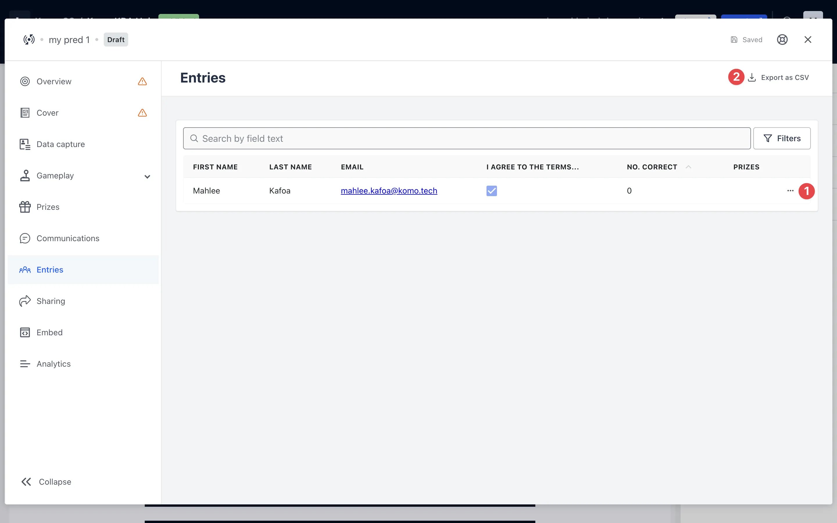 Live Predictor (Basic): step 9 — Step 9: Entries