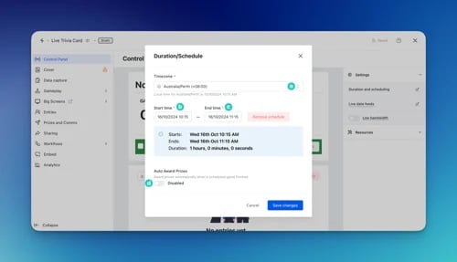 Live Trivia: option a — Step 2: Set up your Live Trivia start time