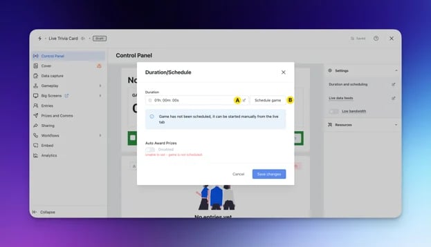 Live Trivia: option a — Step 2: Set up your Live Trivia start time
