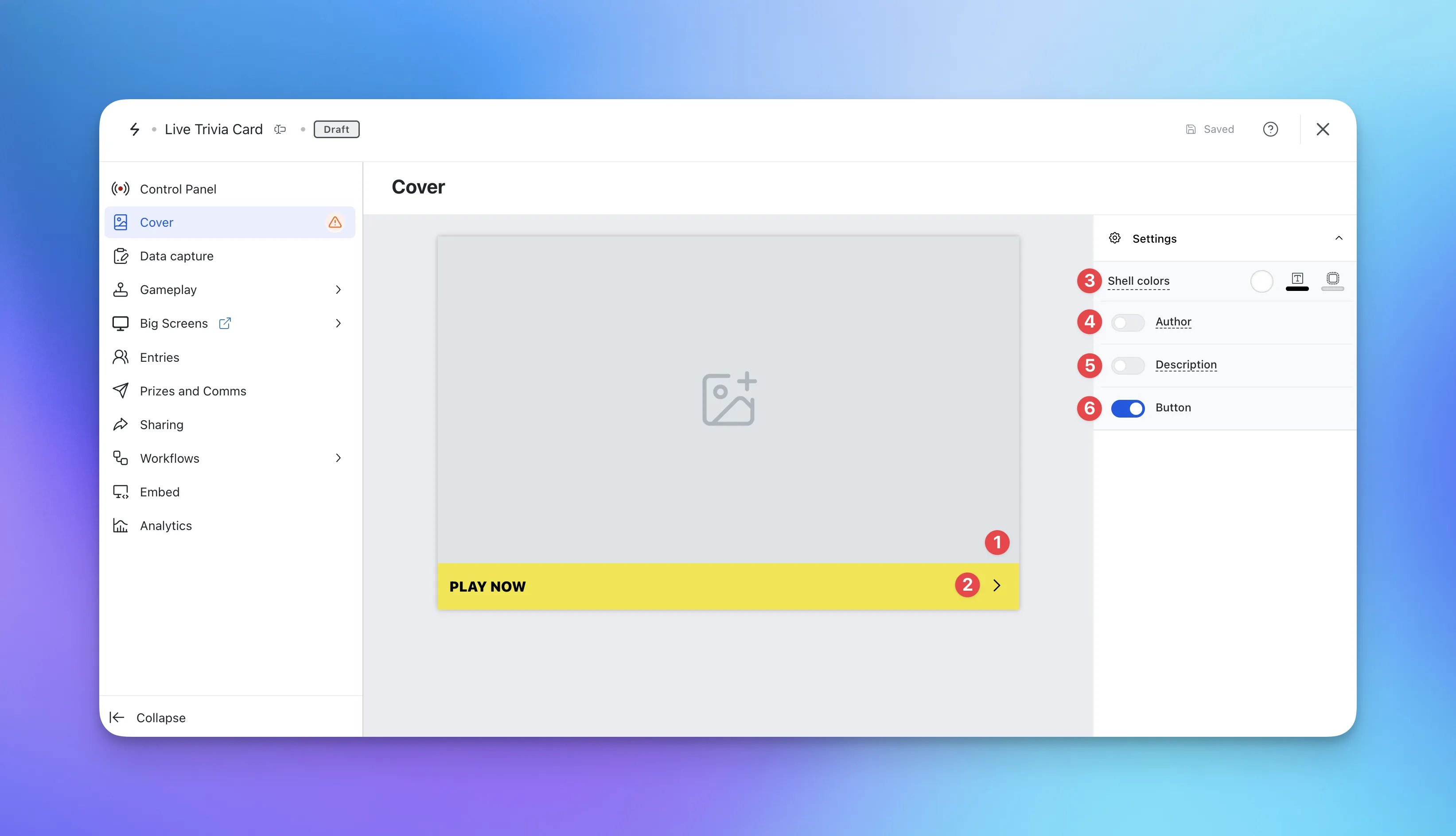 Live Trivia: step 3 — Step 3: Add a Cover to your Live Trivia card