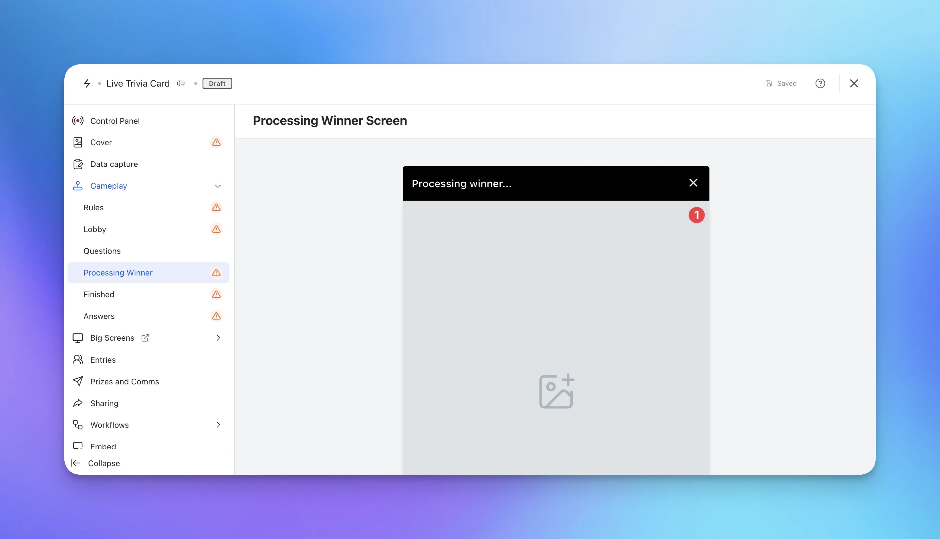 Live Trivia: step 8 — Step 8: Upload your Processing Screen